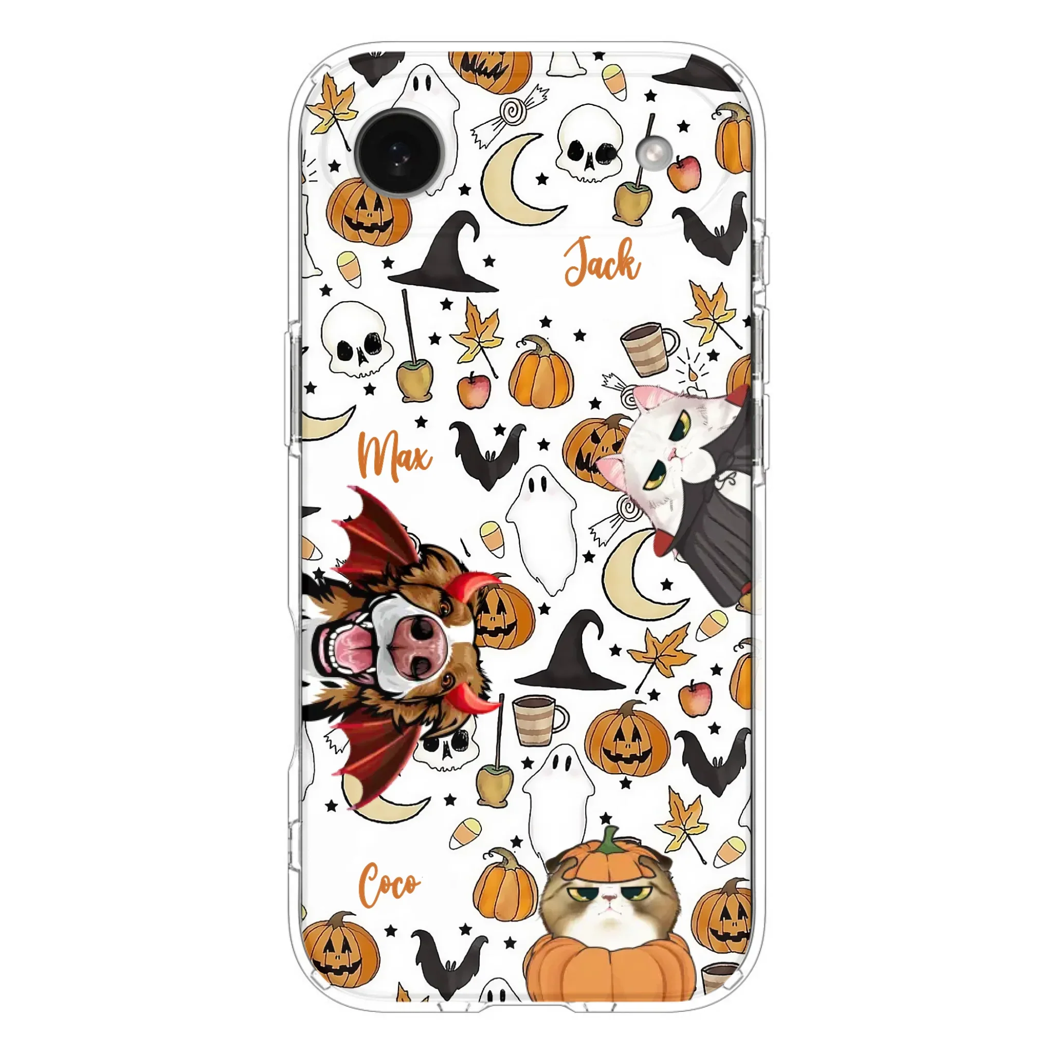 Custom Personalized Halloween Pet Phone Case - Upto 3 Pets - Gift Idea For Dog/Cat Owners - Case for iPhone/Samsung