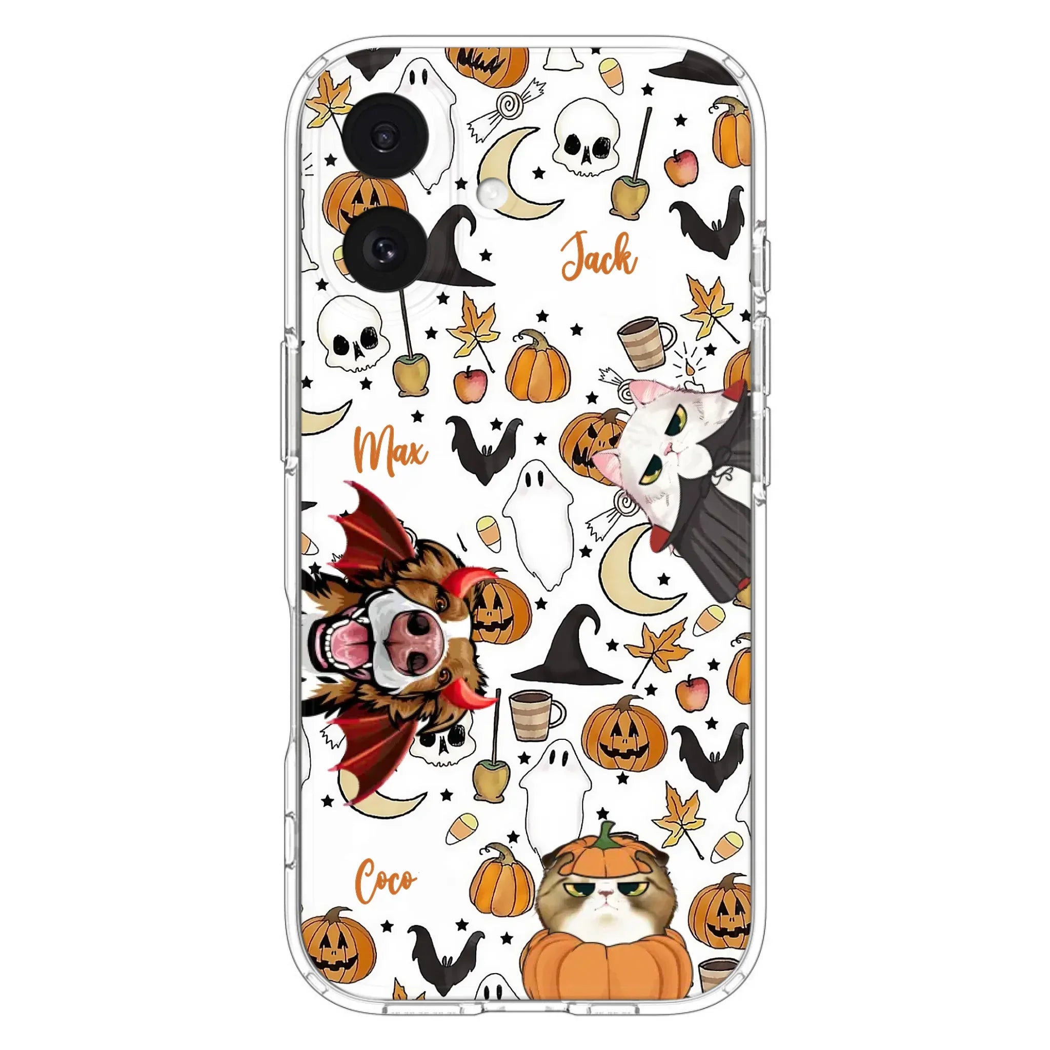 Custom Personalized Halloween Pet Phone Case - Upto 3 Pets - Gift Idea For Dog/Cat Owners - Case for iPhone/Samsung