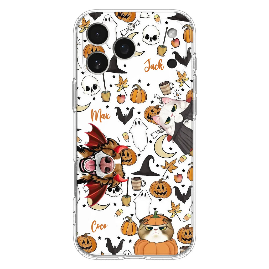 Custom Personalized Halloween Pet Phone Case - Upto 3 Pets - Gift Idea For Dog/Cat Owners - Case for iPhone/Samsung