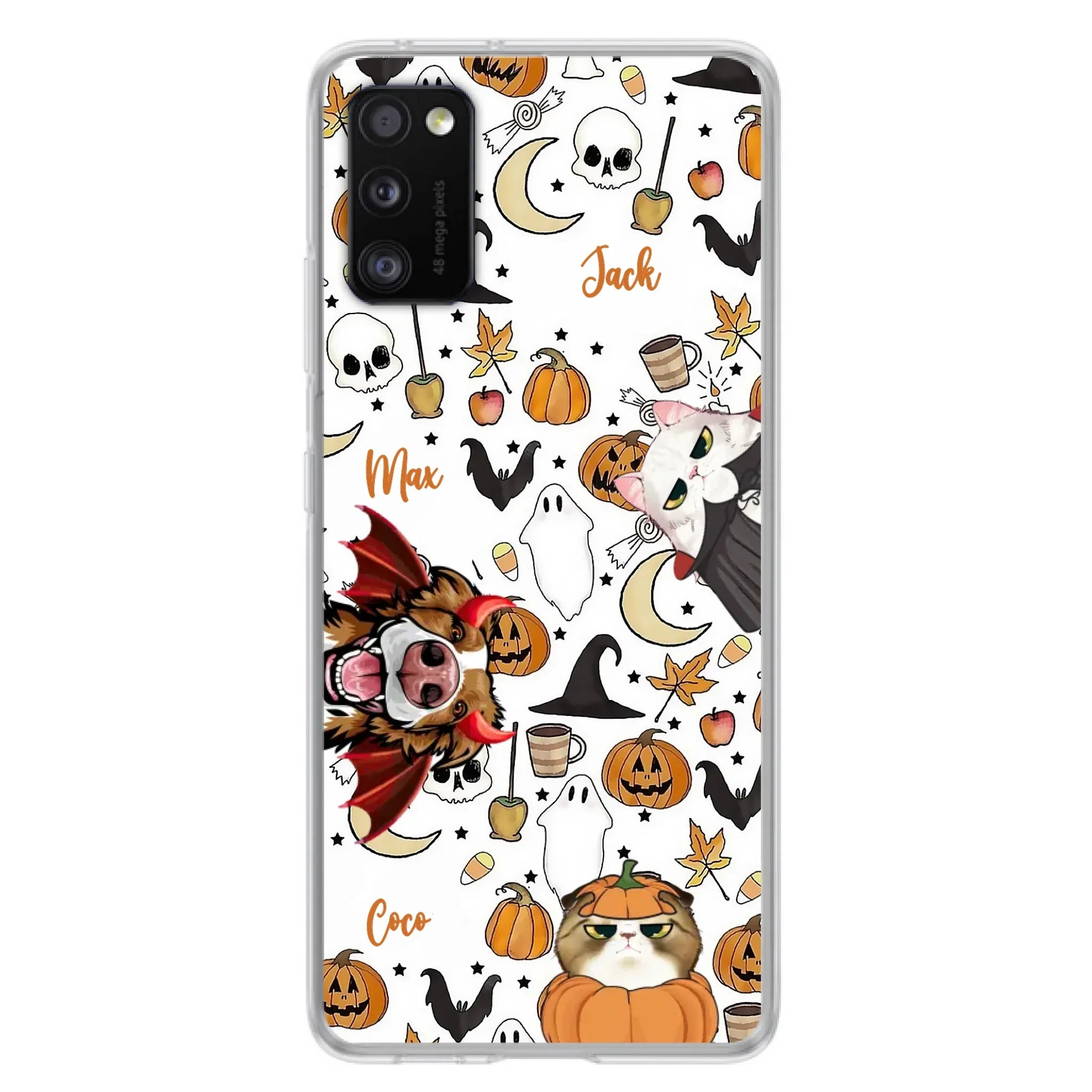 Custom Personalized Halloween Pet Phone Case - Upto 3 Pets - Gift Idea For Dog/Cat Owners - Case for iPhone/Samsung
