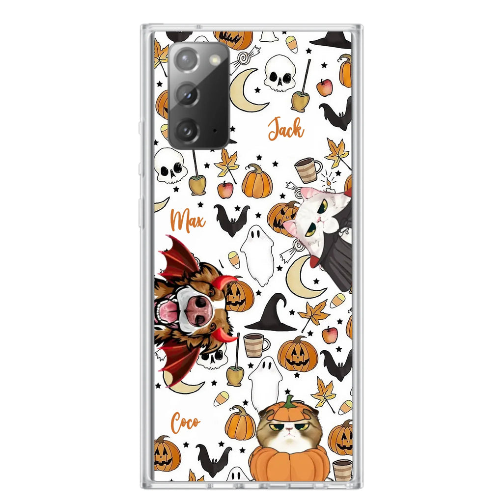 Custom Personalized Halloween Pet Phone Case - Upto 3 Pets - Gift Idea For Dog/Cat Owners - Case for iPhone/Samsung