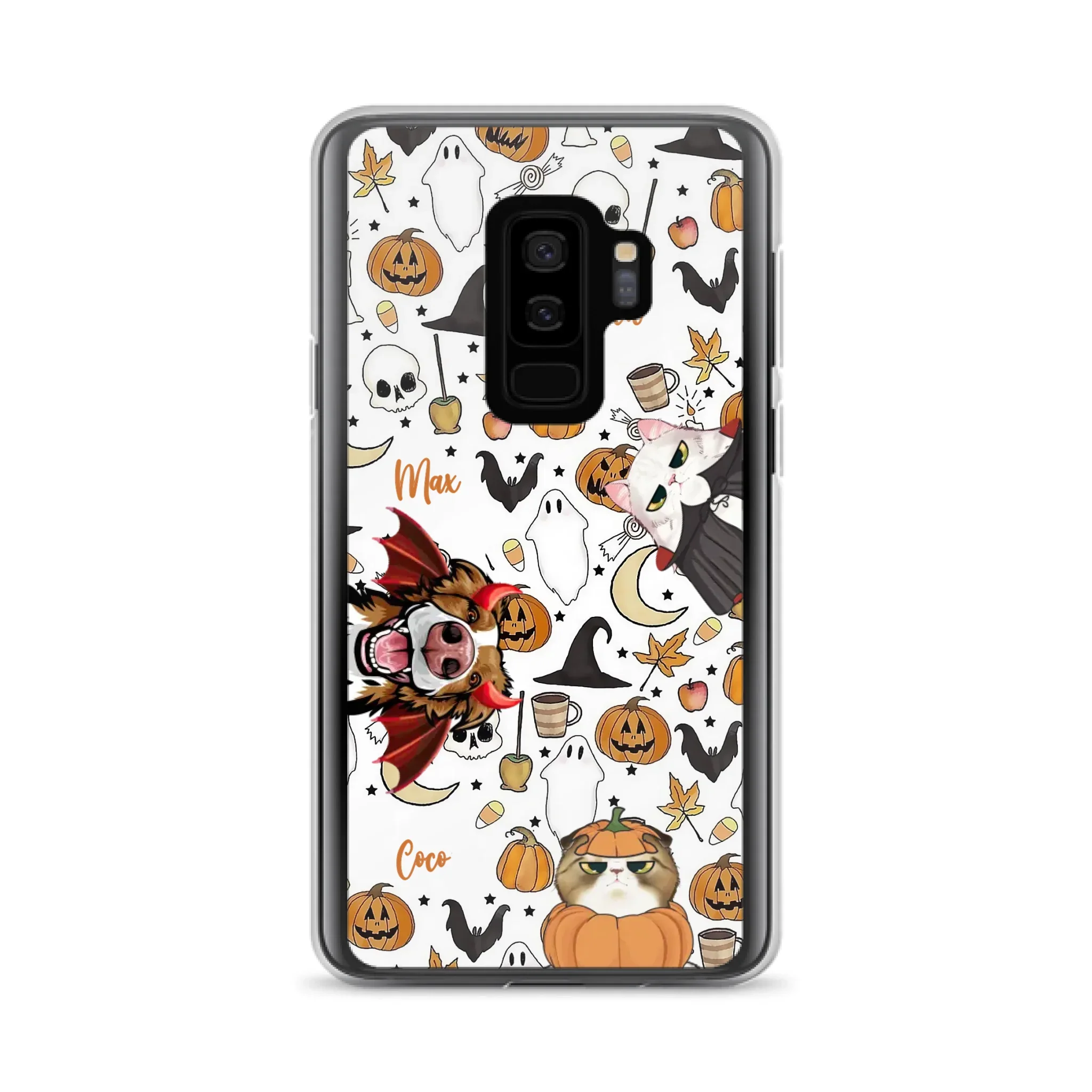 Custom Personalized Halloween Pet Phone Case - Upto 3 Pets - Gift Idea For Dog/Cat Owners - Case for iPhone/Samsung