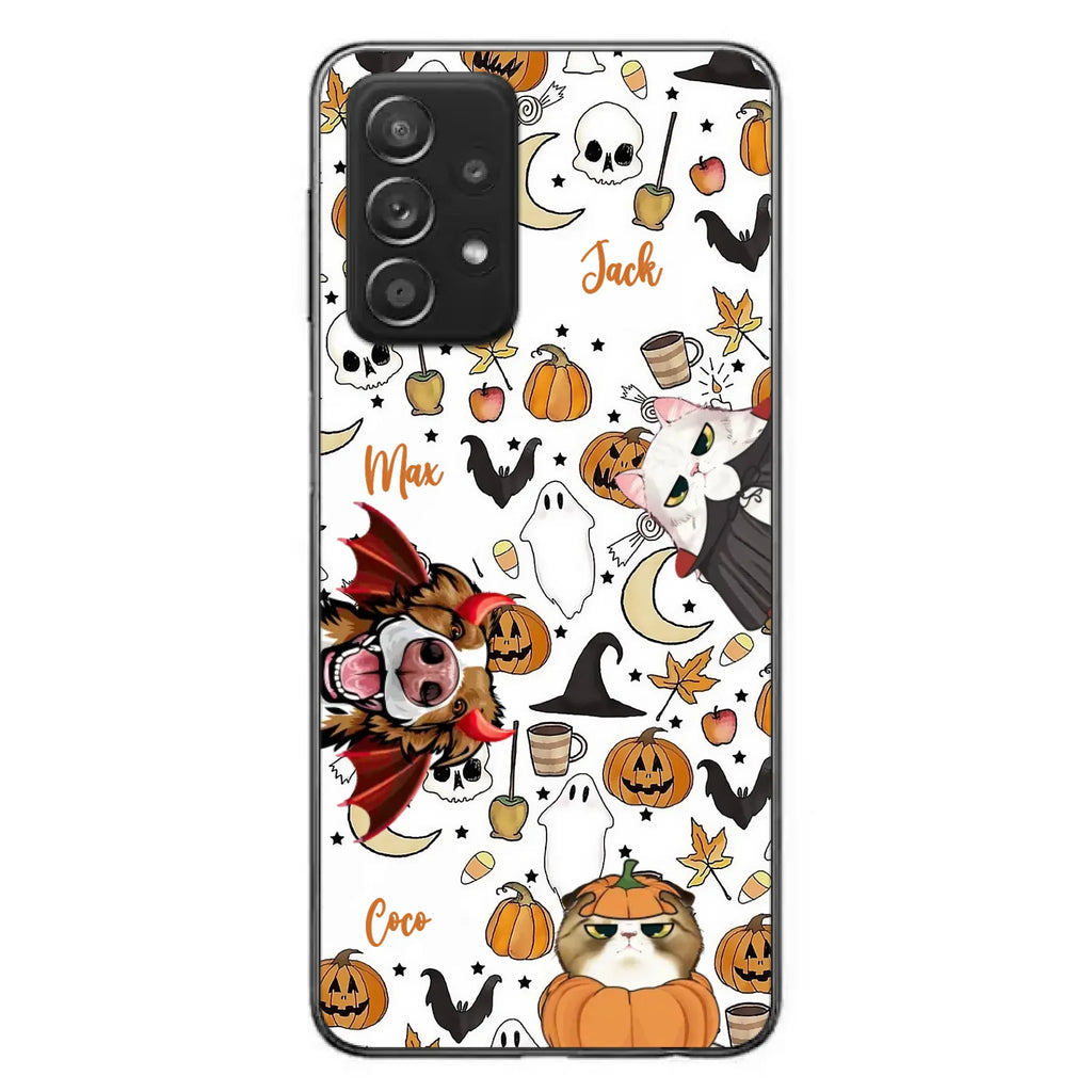 Custom Personalized Halloween Pet Phone Case - Upto 3 Pets - Gift Idea For Dog/Cat Owners - Case for iPhone/Samsung