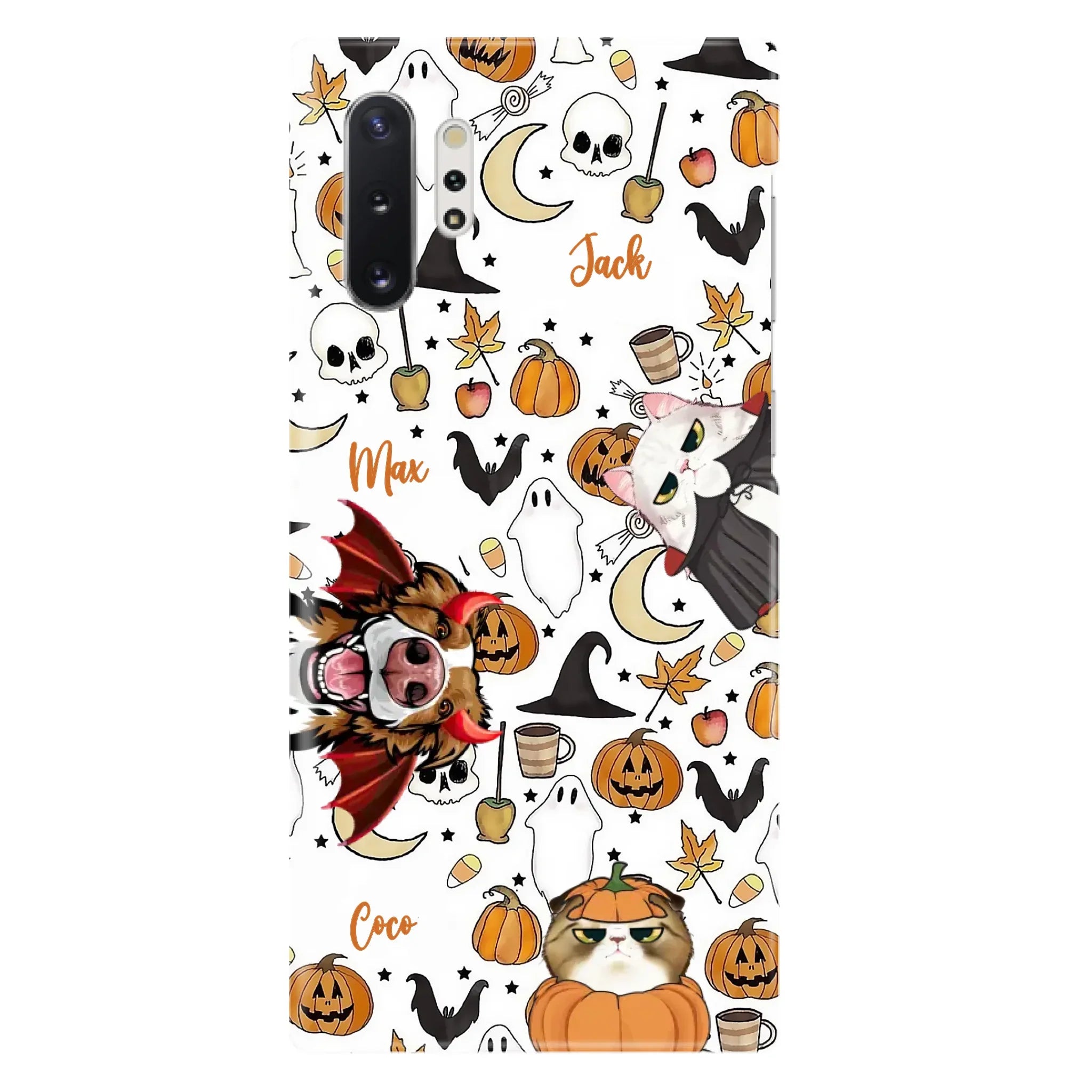Custom Personalized Halloween Pet Phone Case - Upto 3 Pets - Gift Idea For Dog/Cat Owners - Case for iPhone/Samsung