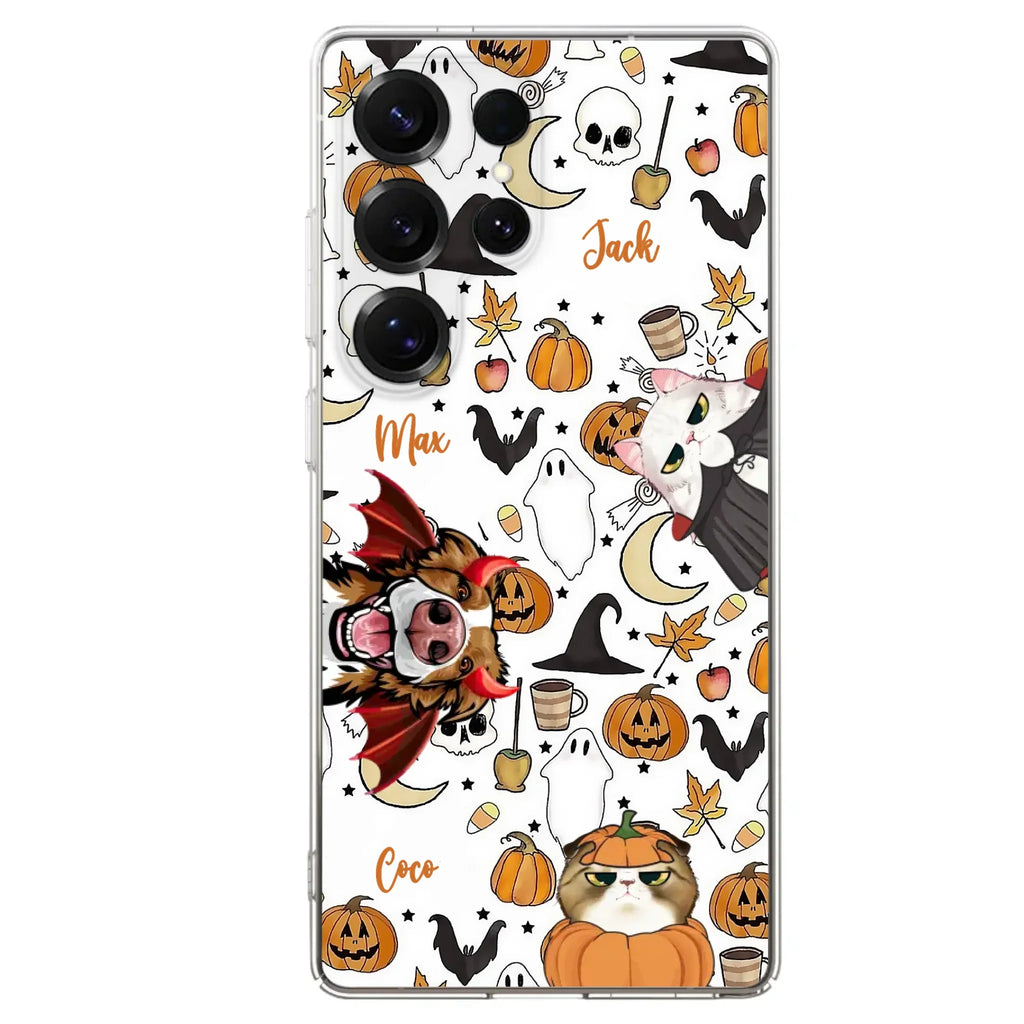 Custom Personalized Halloween Pet Phone Case - Upto 3 Pets - Gift Idea For Dog/Cat Owners - Case for iPhone/Samsung