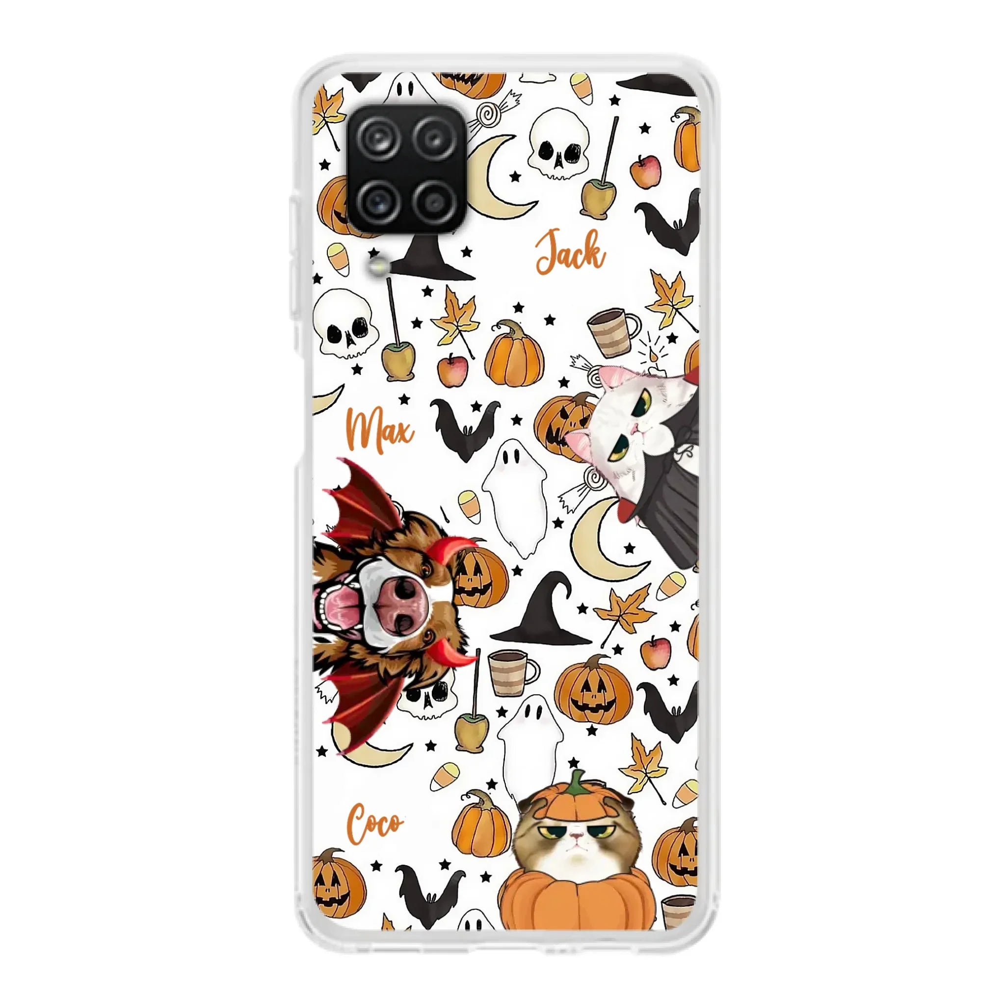 Custom Personalized Halloween Pet Phone Case - Upto 3 Pets - Gift Idea For Dog/Cat Owners - Case for iPhone/Samsung