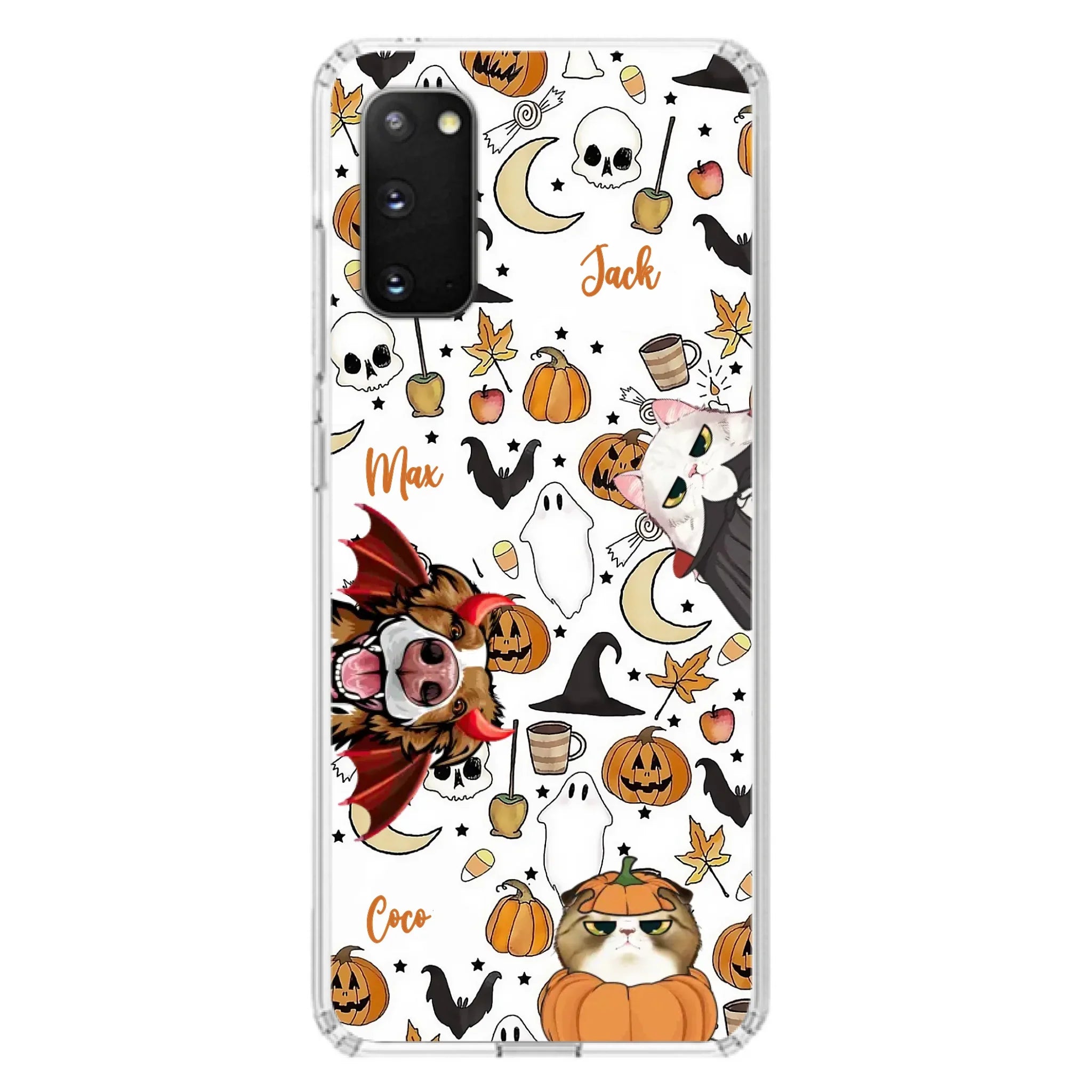 Custom Personalized Halloween Pet Phone Case - Upto 3 Pets - Gift Idea For Dog/Cat Owners - Case for iPhone/Samsung
