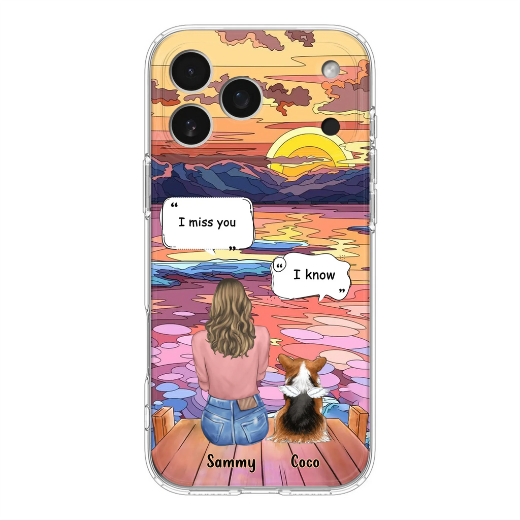 Custom Personalized Memorial Pet Phone Case - Upto 3 Pets - Memorial Gift Idea For Dog/Cat/Rabbits Owners - Case for iPhone/Samsung  - I Miss You