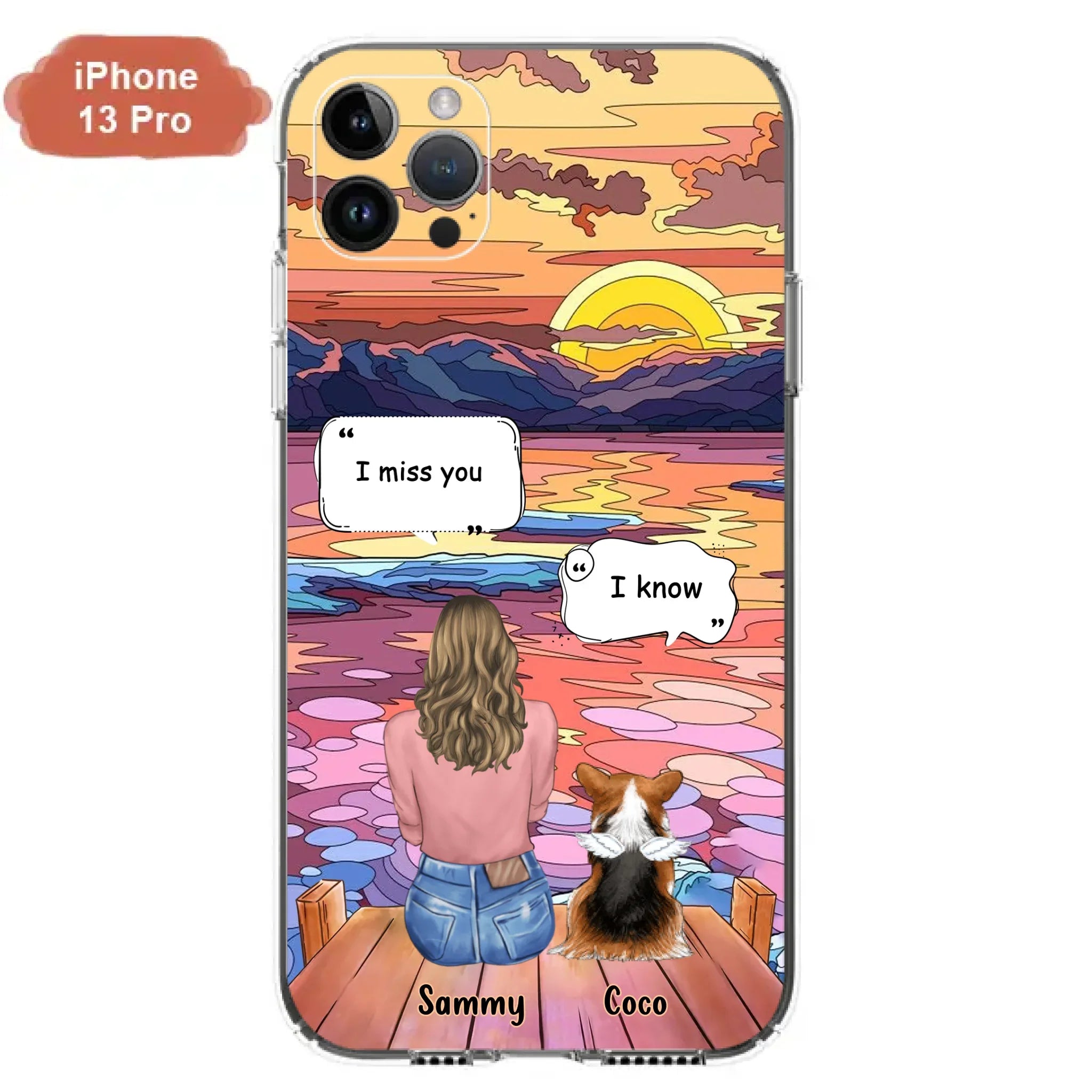Custom Personalized Memorial Pet Phone Case - Upto 3 Pets - Memorial Gift Idea For Dog/Cat/Rabbits Owners - Case for iPhone/Samsung  - I Miss You