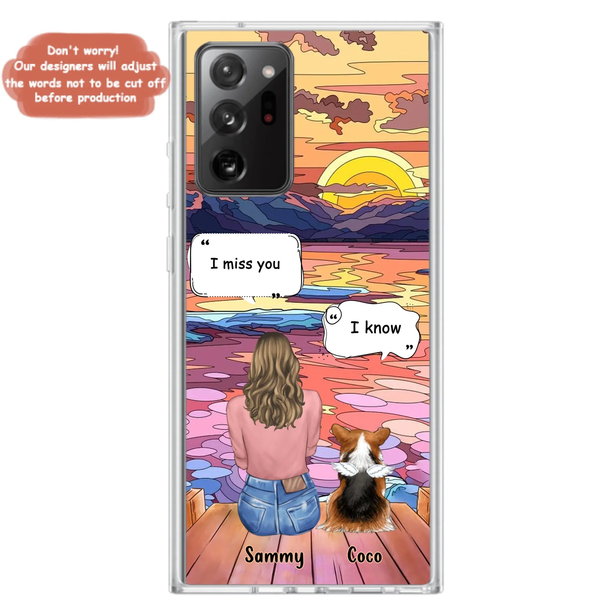 Custom Personalized Memorial Pet Phone Case - Upto 3 Pets - Memorial Gift Idea For Dog/Cat/Rabbits Owners - Case for iPhone/Samsung  - I Miss You
