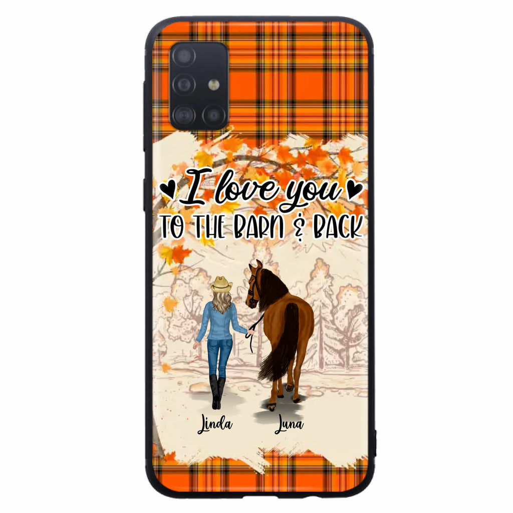 Personalized Horse Girl Phone Case - Gift Idea For Horse Lovers - Up To 6 Horses - I Love You To The Barn & Back - Cases For iPhone/Samsung