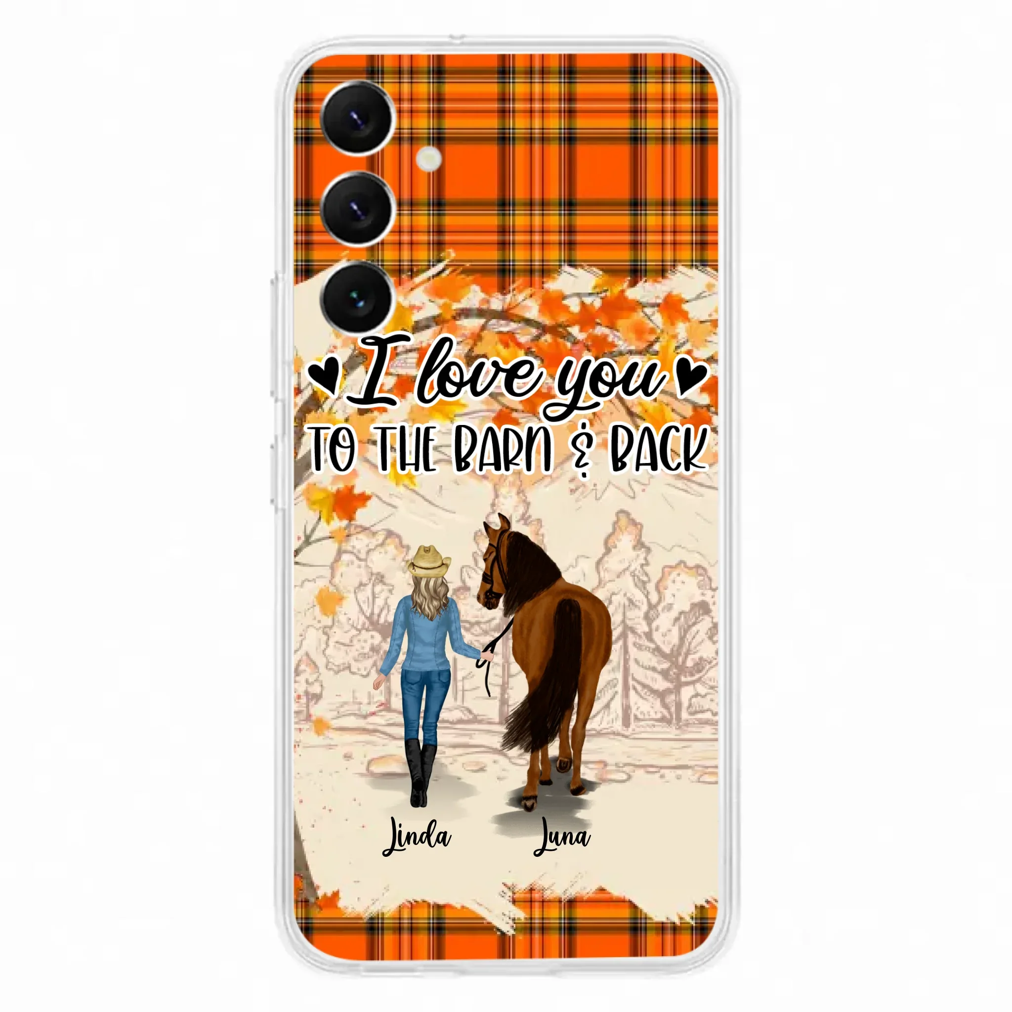 Personalized Horse Girl Phone Case - Gift Idea For Horse Lovers - Up To 6 Horses - I Love You To The Barn & Back - Cases For iPhone/Samsung