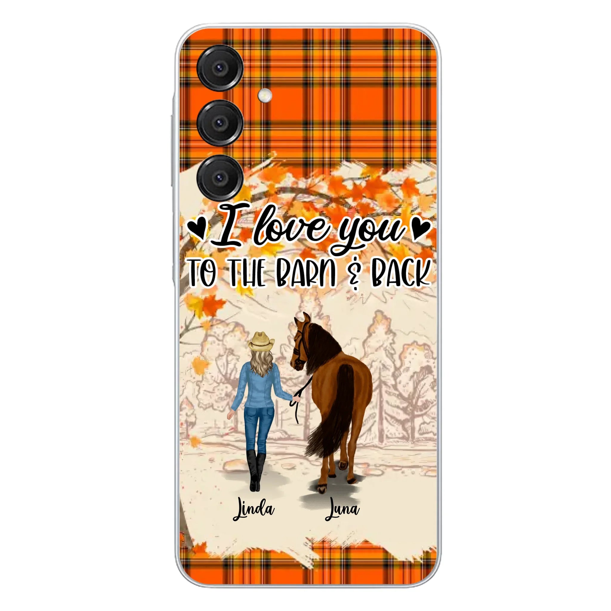 Personalized Horse Girl Phone Case - Gift Idea For Horse Lovers - Up To 6 Horses - I Love You To The Barn & Back - Cases For iPhone/Samsung