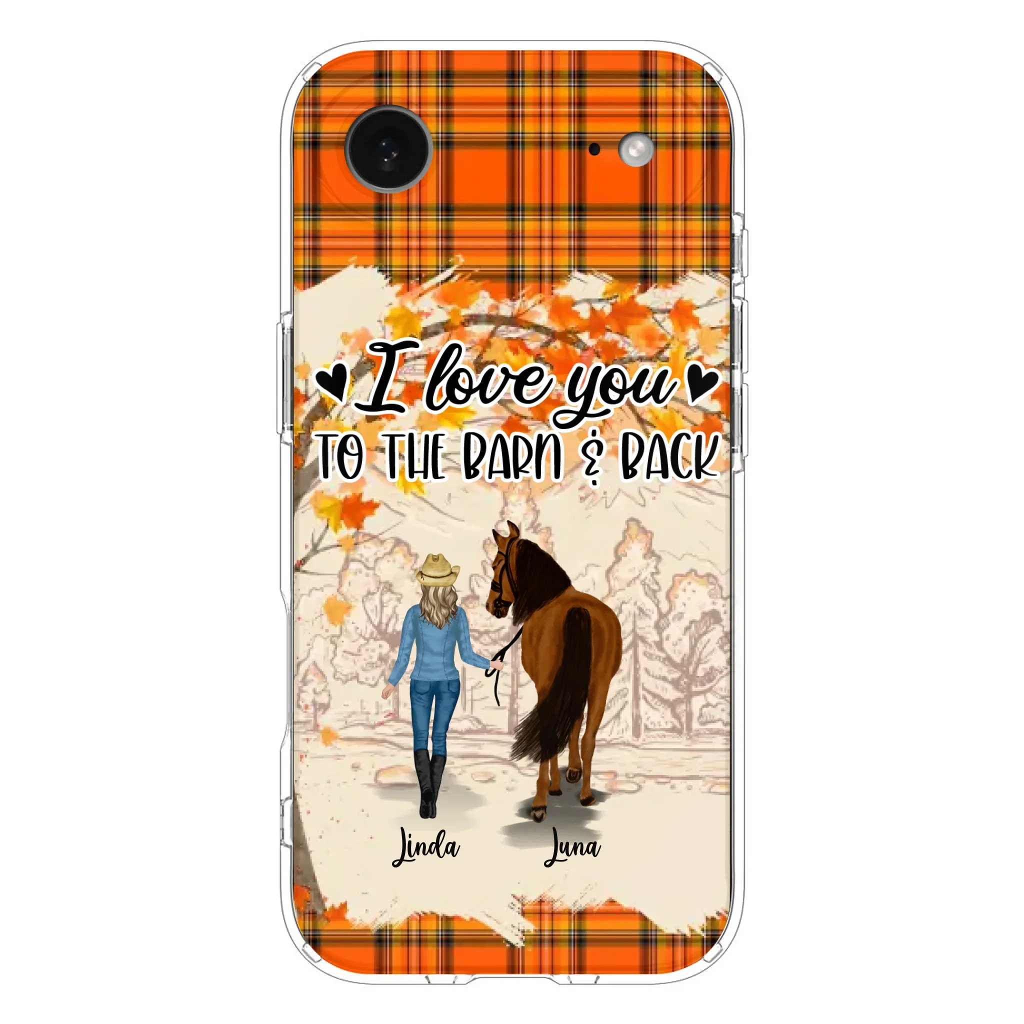 Personalized Horse Girl Phone Case - Gift Idea For Horse Lovers - Up To 6 Horses - I Love You To The Barn & Back - Cases For iPhone/Samsung