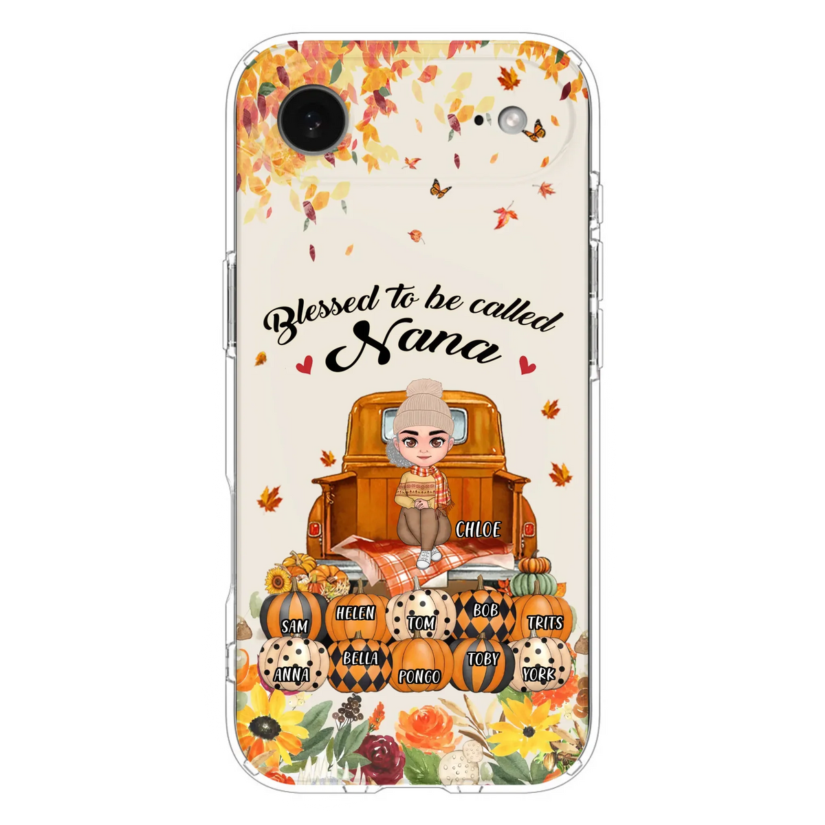 Custom Personalized Grandma Autumn Phone Case - Gift Idea For Grandma - Upto 10 Kids -  Case For iPhone/Samsung - Blessed To Be Called Nana