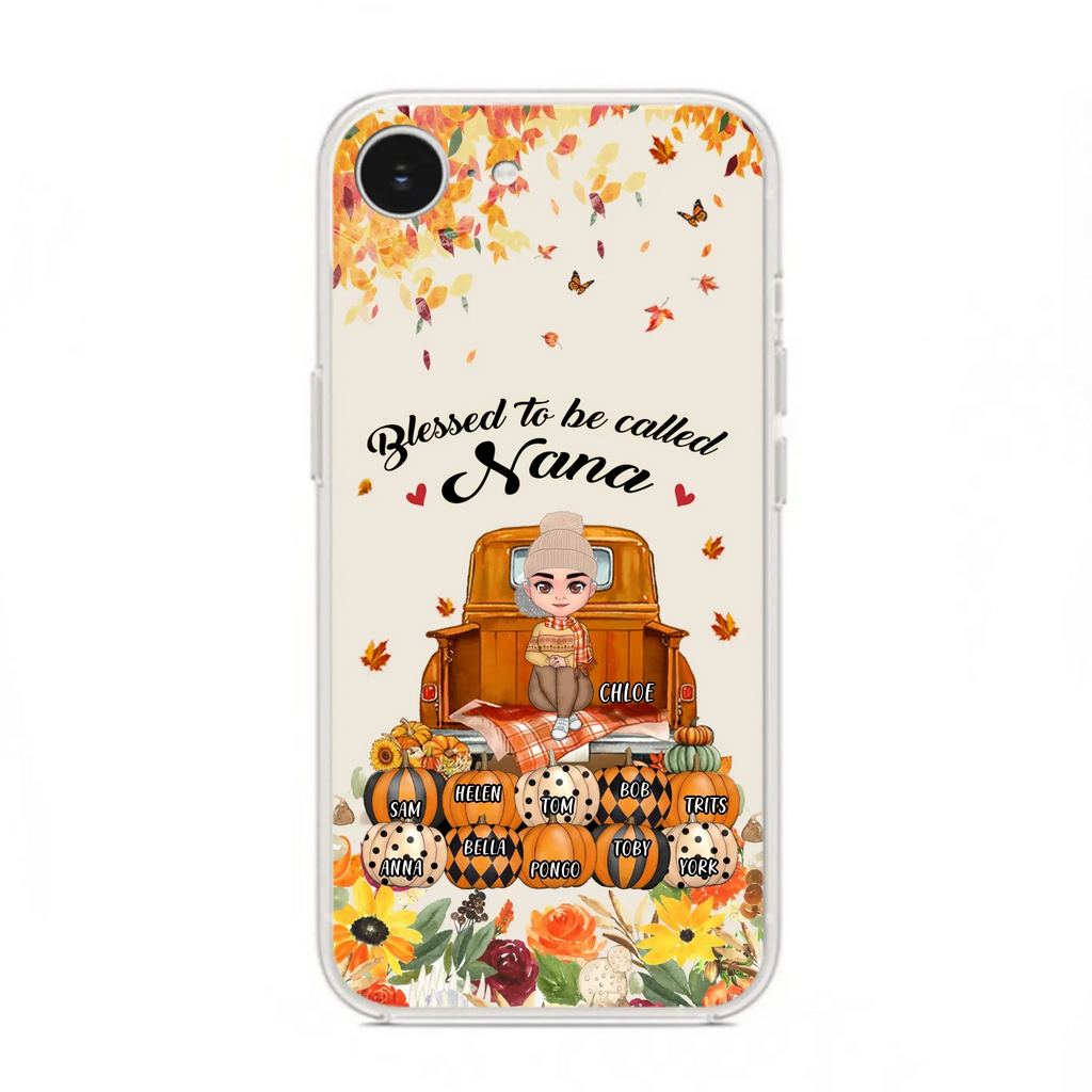 Custom Personalized Grandma Autumn Phone Case - Gift Idea For Grandma - Upto 10 Kids -  Case For iPhone/Samsung - Blessed To Be Called Nana