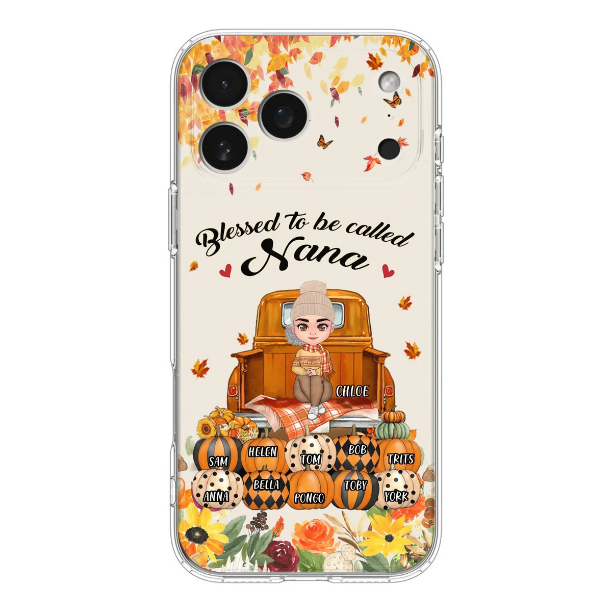 Custom Personalized Grandma Autumn Phone Case - Gift Idea For Grandma - Upto 10 Kids -  Case For iPhone/Samsung - Blessed To Be Called Nana