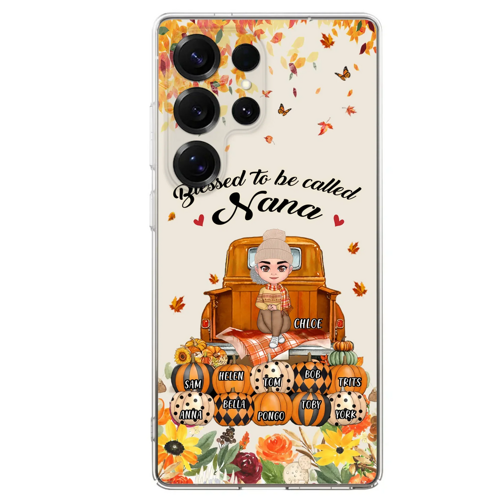 Custom Personalized Grandma Autumn Phone Case - Gift Idea For Grandma - Upto 10 Kids -  Case For iPhone/Samsung - Blessed To Be Called Nana