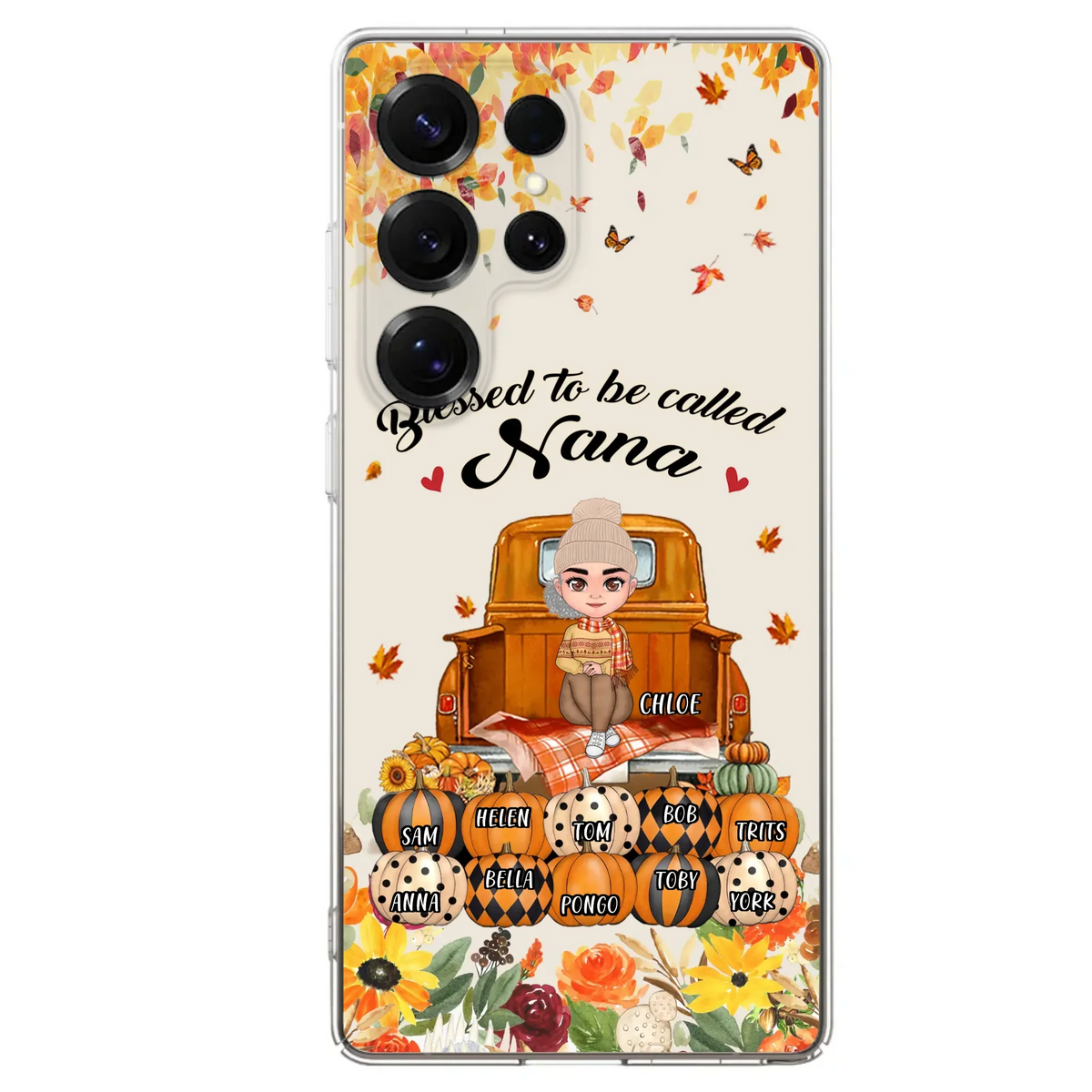 Custom Personalized Grandma Autumn Phone Case - Gift Idea For Grandma - Upto 10 Kids -  Case For iPhone/Samsung - Blessed To Be Called Nana