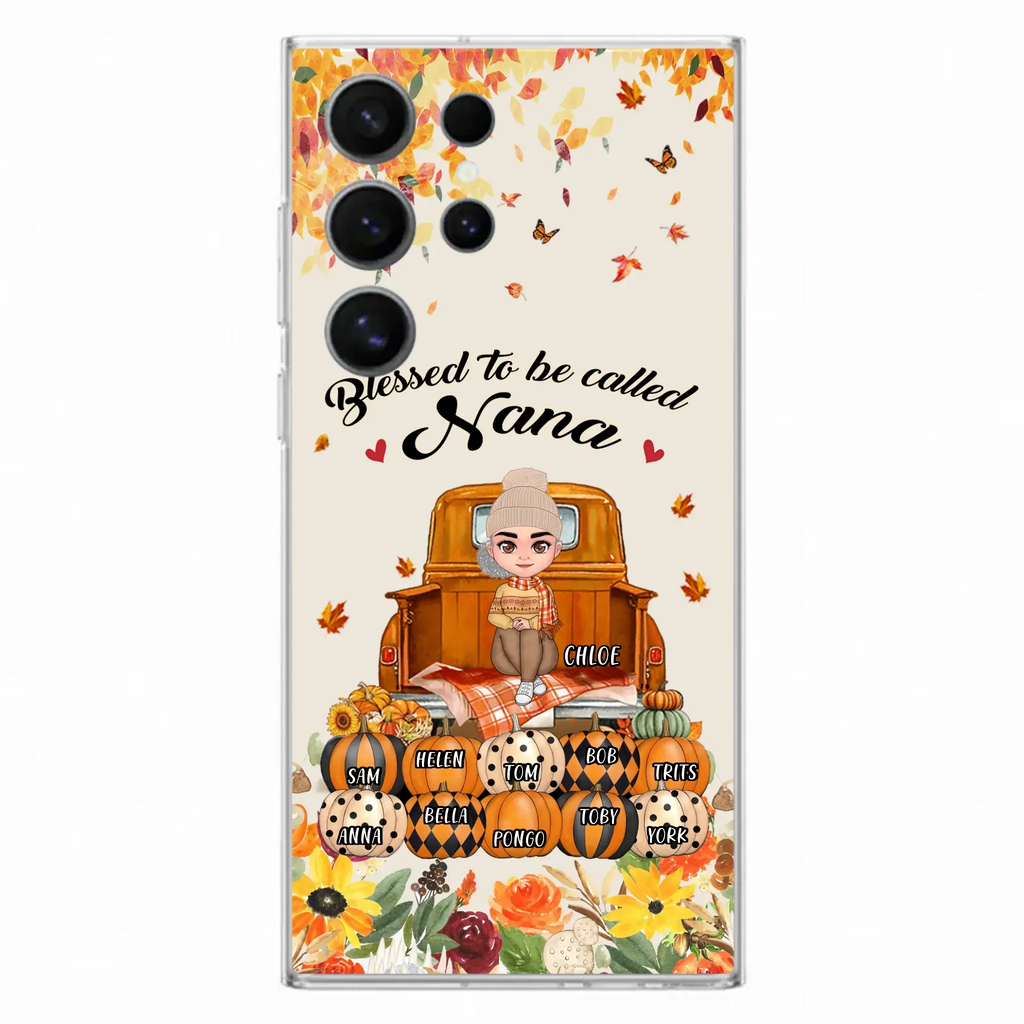 Custom Personalized Grandma Autumn Phone Case - Gift Idea For Grandma - Upto 10 Kids -  Case For iPhone/Samsung - Blessed To Be Called Nana