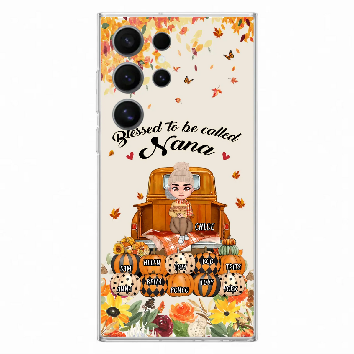Custom Personalized Grandma Autumn Phone Case - Gift Idea For Grandma - Upto 10 Kids -  Case For iPhone/Samsung - Blessed To Be Called Nana