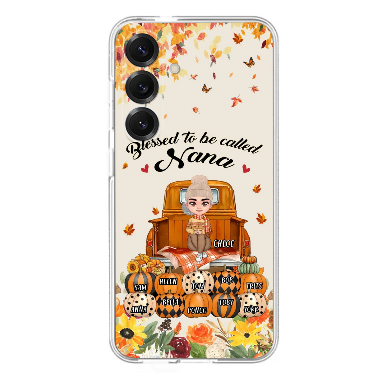 Custom Personalized Grandma Autumn Phone Case - Gift Idea For Grandma - Upto 10 Kids -  Case For iPhone/Samsung - Blessed To Be Called Nana