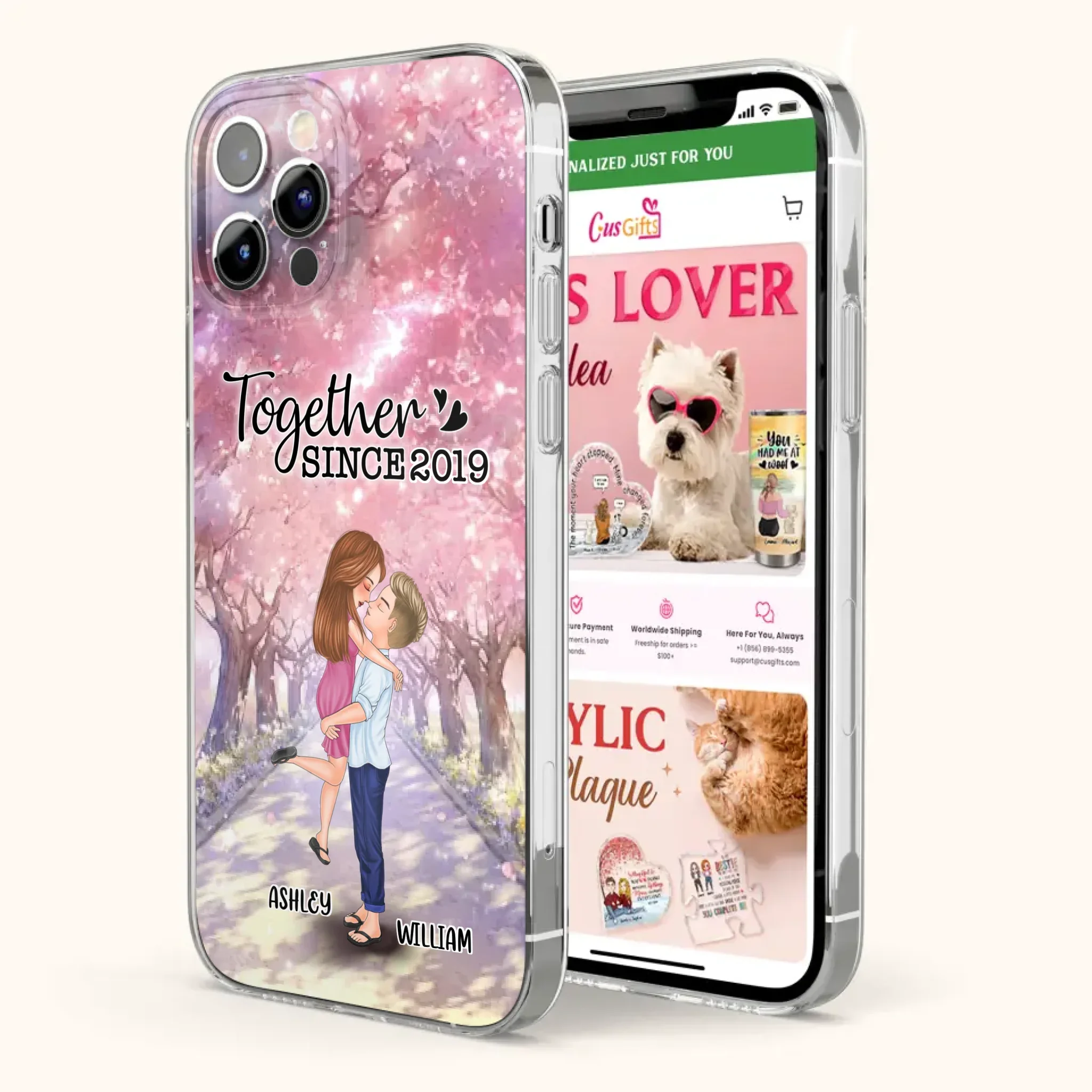 Personalized Couple Phone Case - Wedding/Anniversary Gift Idea for Couple - Together Since 2019 - Case For iPhone/Samsung