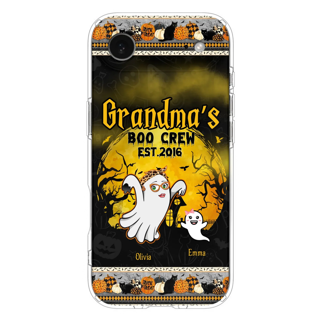 Custom Personalized Grandma Phone Case - Halloween Gift For Grandma - Upto 7 Kids - Grandma's Boo Crew - Case For iPhone/ Samsung