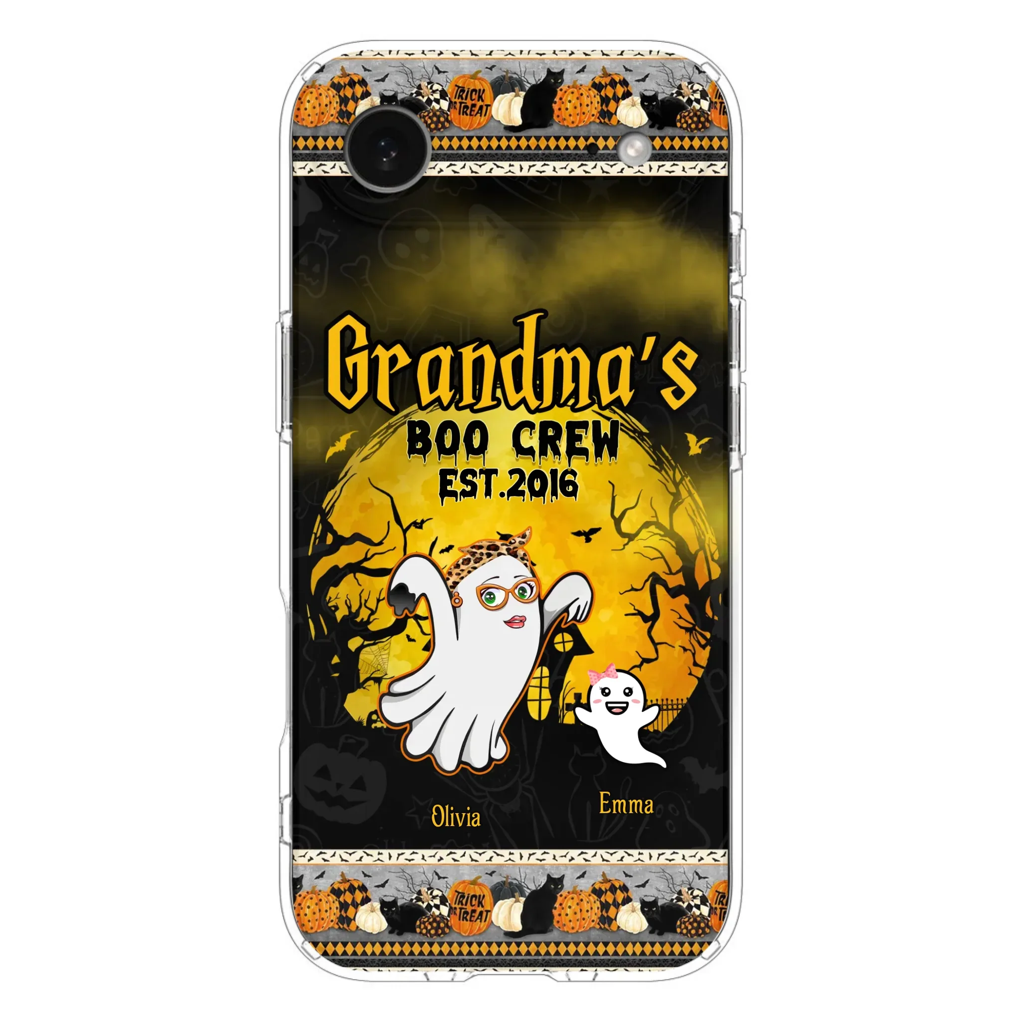 Custom Personalized Grandma Phone Case - Halloween Gift For Grandma - Upto 7 Kids - Grandma's Boo Crew - Case For iPhone/ Samsung