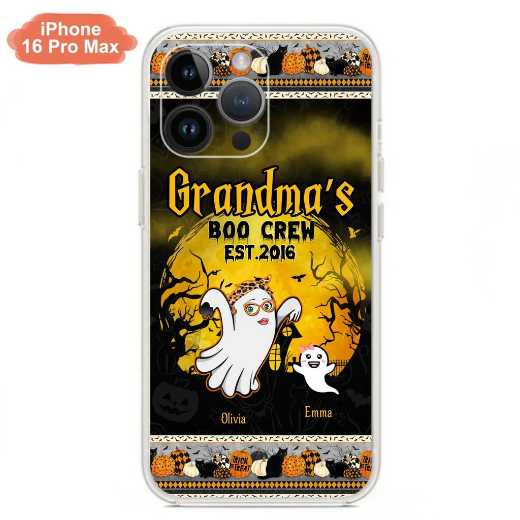 Custom Personalized Grandma Phone Case - Halloween Gift For Grandma - Upto 7 Kids - Grandma's Boo Crew - Case For iPhone/ Samsung