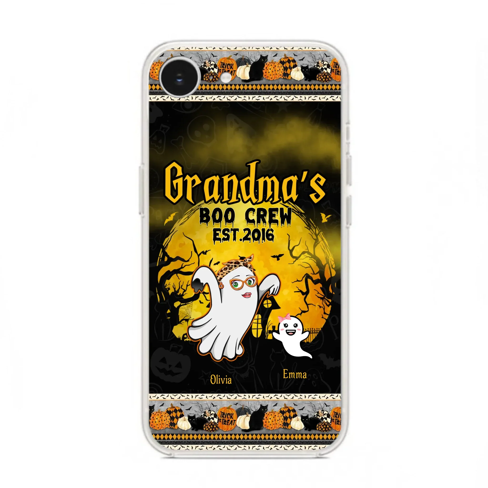 Custom Personalized Grandma Phone Case - Halloween Gift For Grandma - Upto 7 Kids - Grandma's Boo Crew - Case For iPhone/ Samsung