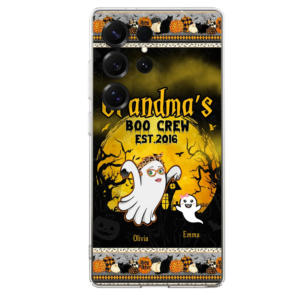 Custom Personalized Grandma Phone Case - Halloween Gift For Grandma - Upto 7 Kids - Grandma's Boo Crew - Case For iPhone/ Samsung