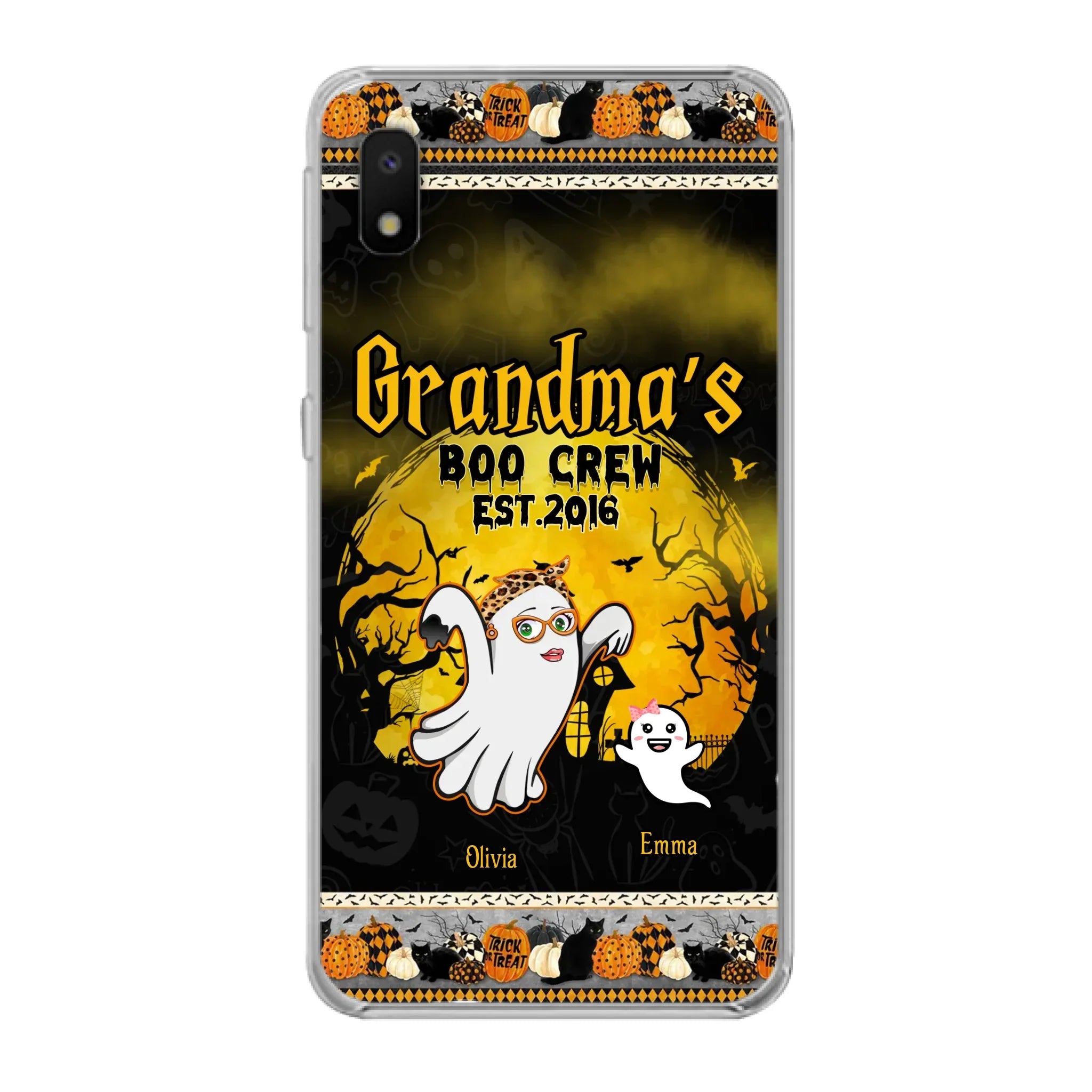Custom Personalized Grandma Phone Case - Halloween Gift For Grandma - Upto 7 Kids - Grandma's Boo Crew - Case For iPhone/ Samsung