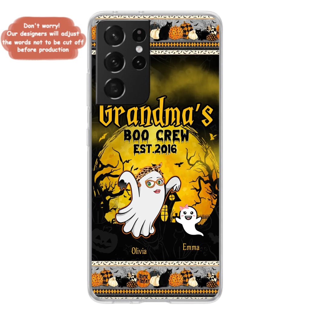 Custom Personalized Grandma Phone Case - Halloween Gift For Grandma - Upto 7 Kids - Grandma's Boo Crew - Case For iPhone/ Samsung
