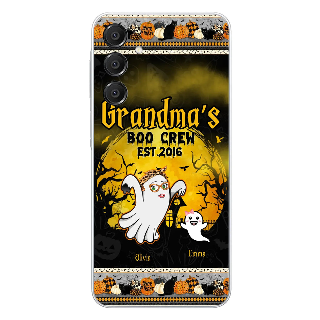 Custom Personalized Grandma Phone Case - Halloween Gift For Grandma - Upto 7 Kids - Grandma's Boo Crew - Case For iPhone/ Samsung