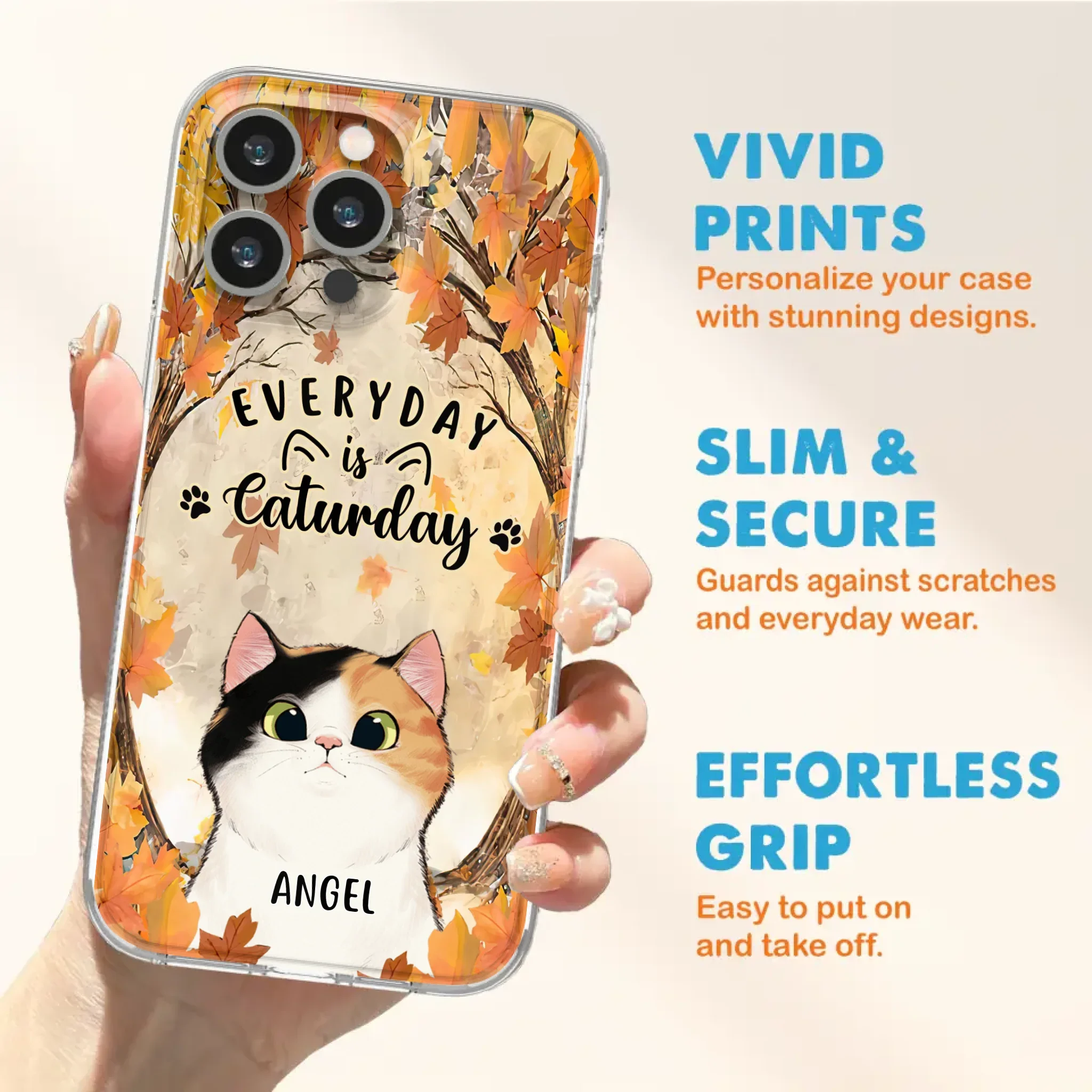 Custom Personalized Cat Phone Case For iPhone And Samsung - Gift Idea For Cat Lover - Up to 6 Cats - Everyday Is Caturday