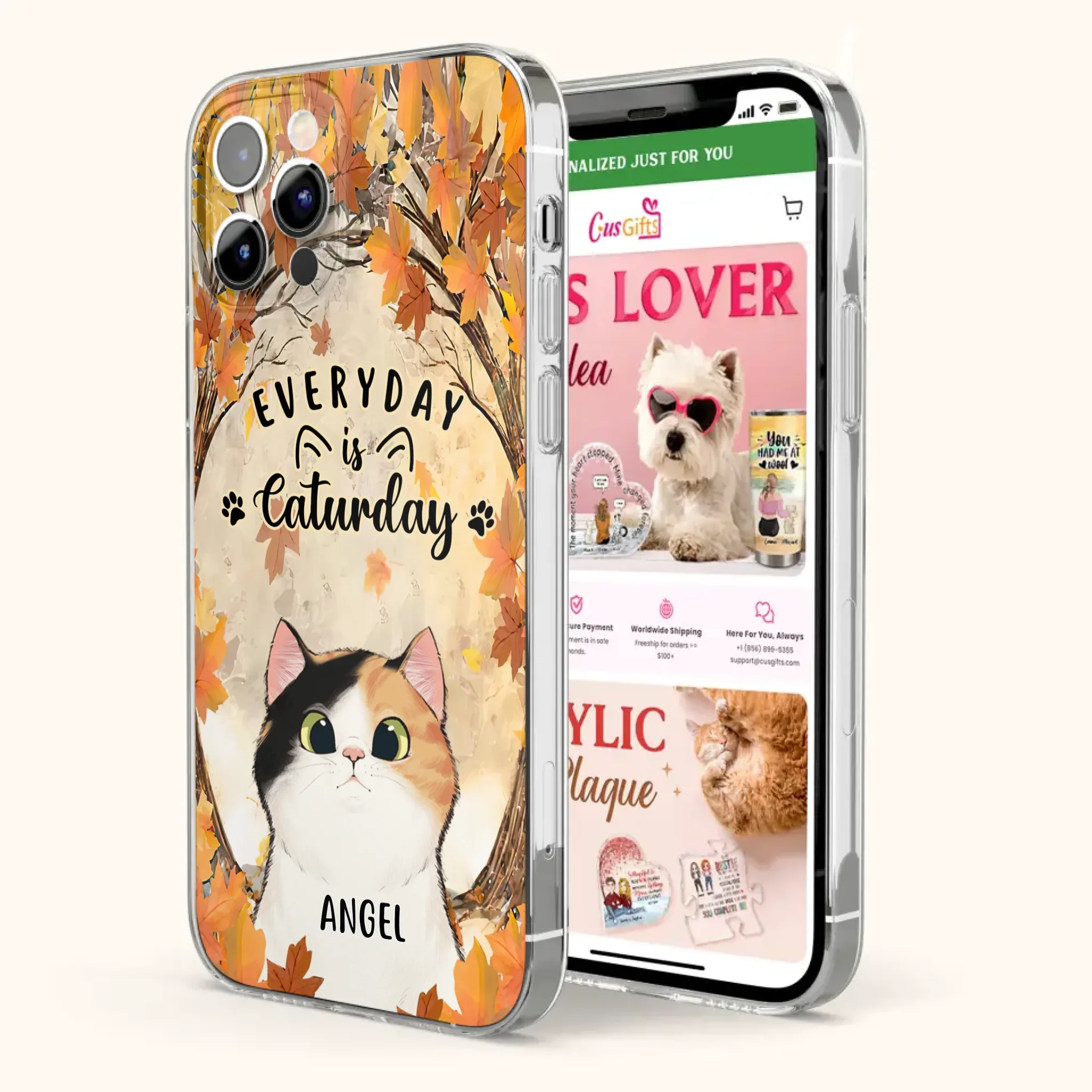 Custom Personalized Cat Phone Case For iPhone And Samsung - Gift Idea For Cat Lover - Up to 6 Cats - Everyday Is Caturday