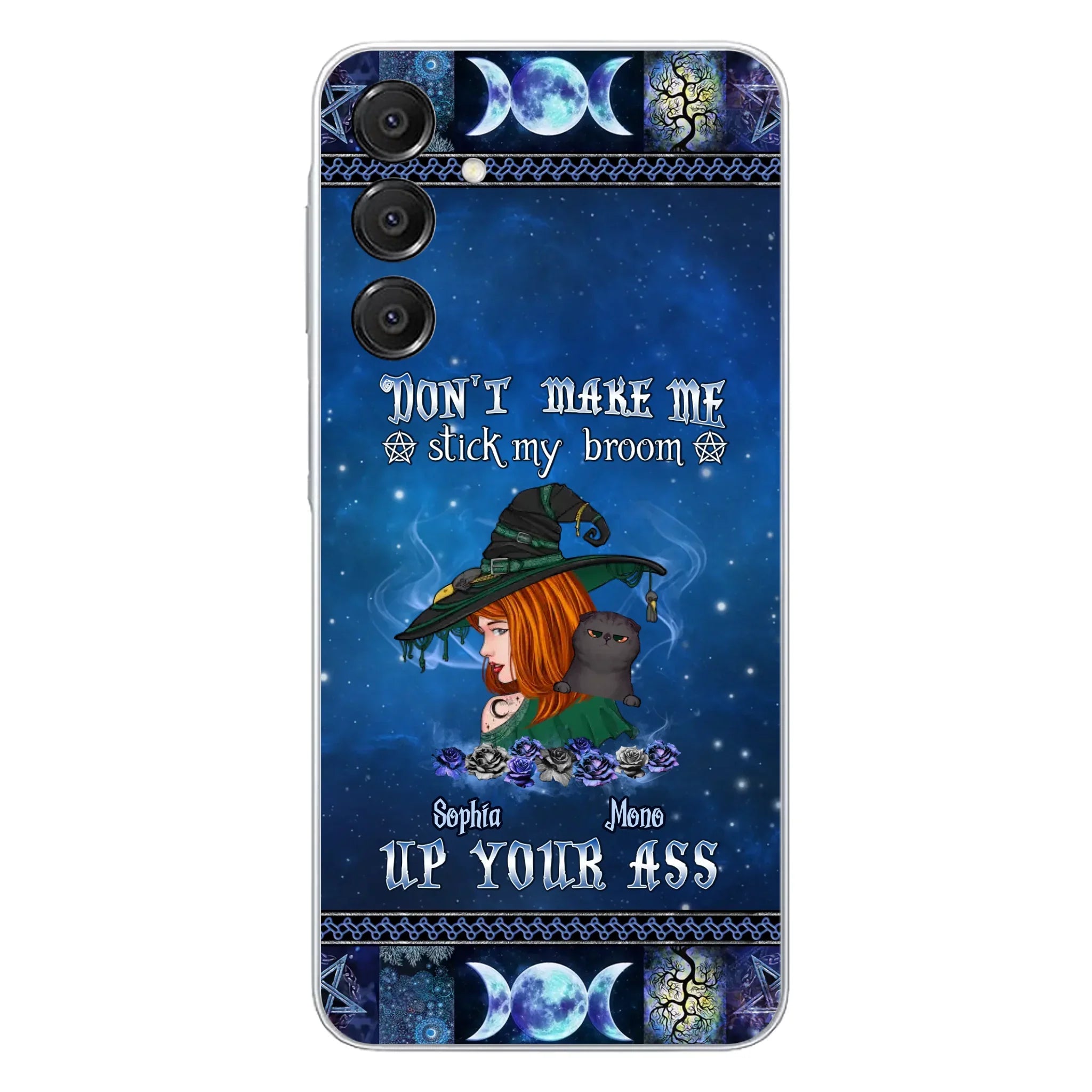 Personalized Witch Phone Case - Gift Idea For Witch Lover/ Halloween - Don't Make Me Stick My Broom Up Your Ass - Case For iPhone/Samsung
