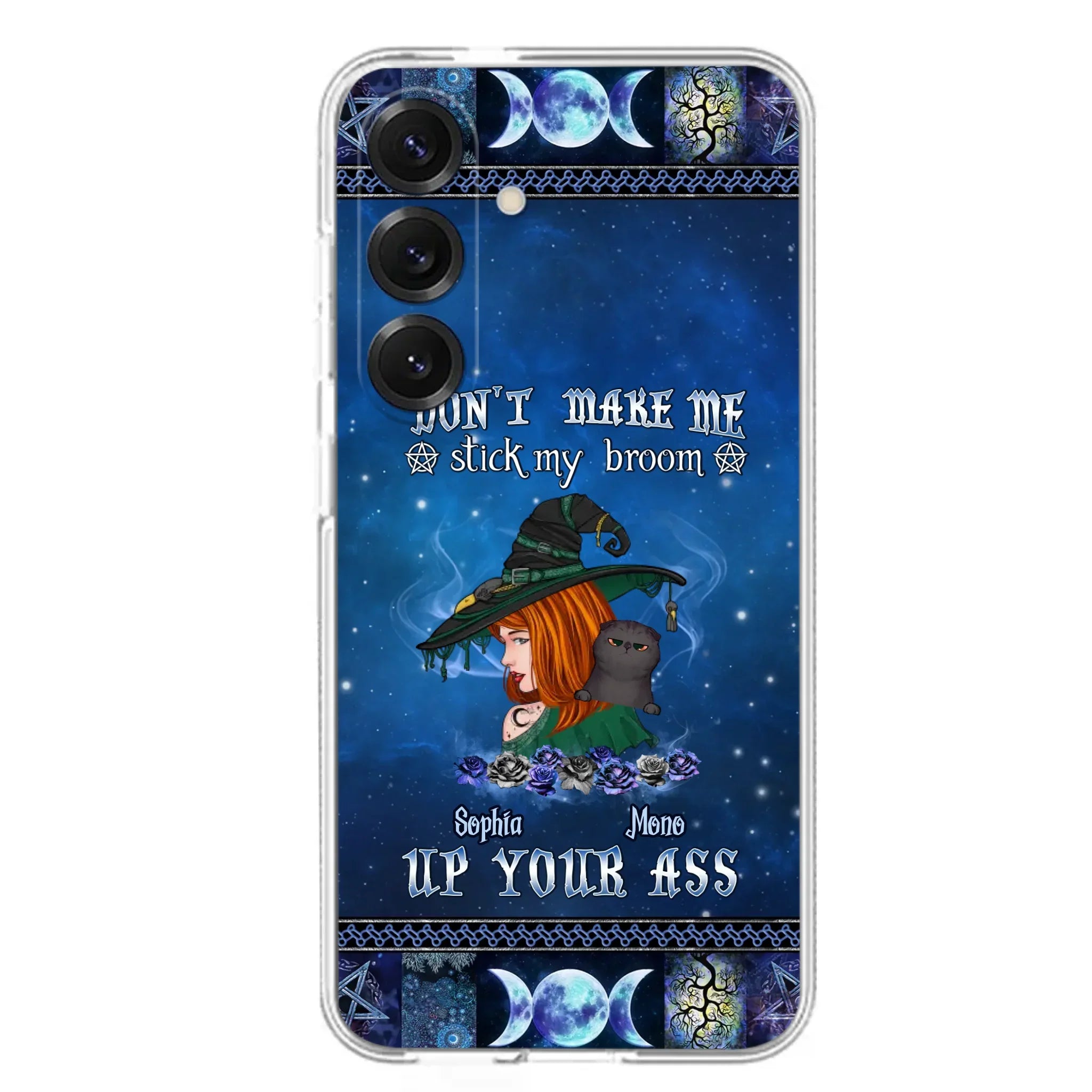 Personalized Witch Phone Case - Gift Idea For Witch Lover/ Halloween - Don't Make Me Stick My Broom Up Your Ass - Case For iPhone/Samsung