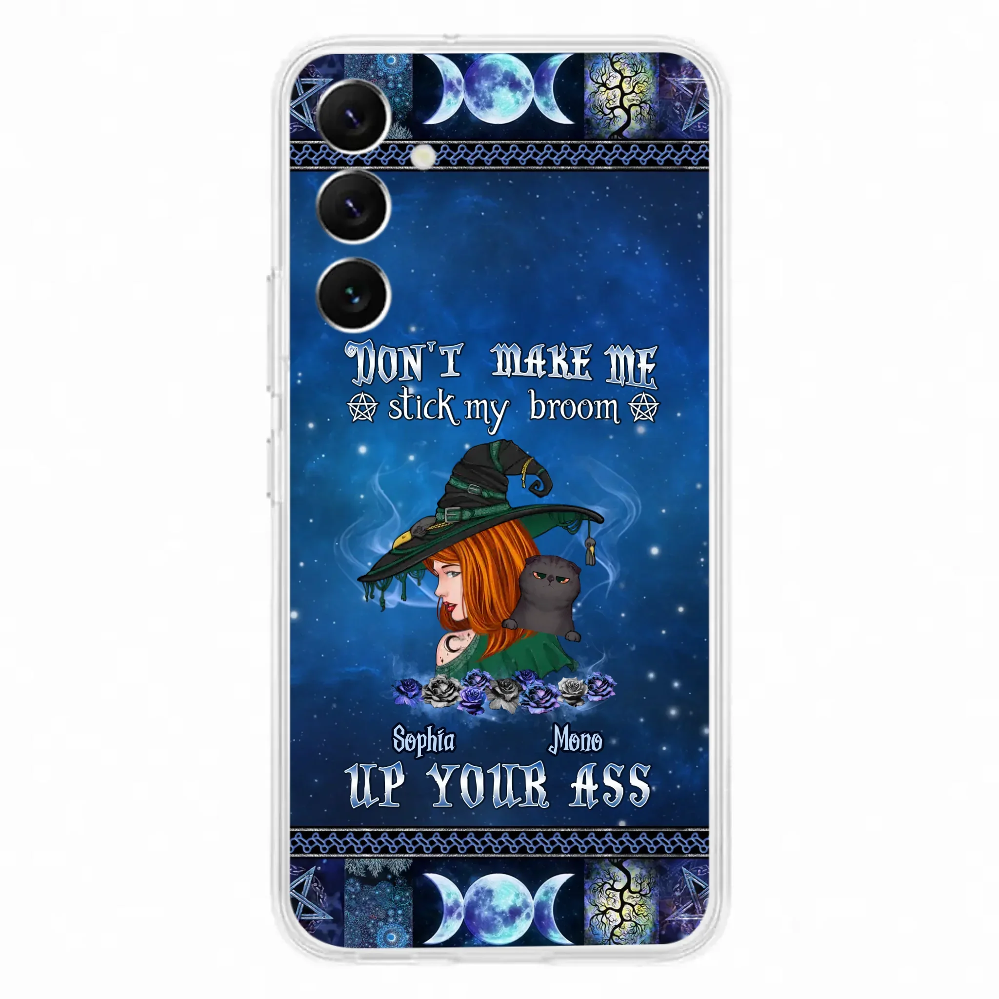 Personalized Witch Phone Case - Gift Idea For Witch Lover/ Halloween - Don't Make Me Stick My Broom Up Your Ass - Case For iPhone/Samsung