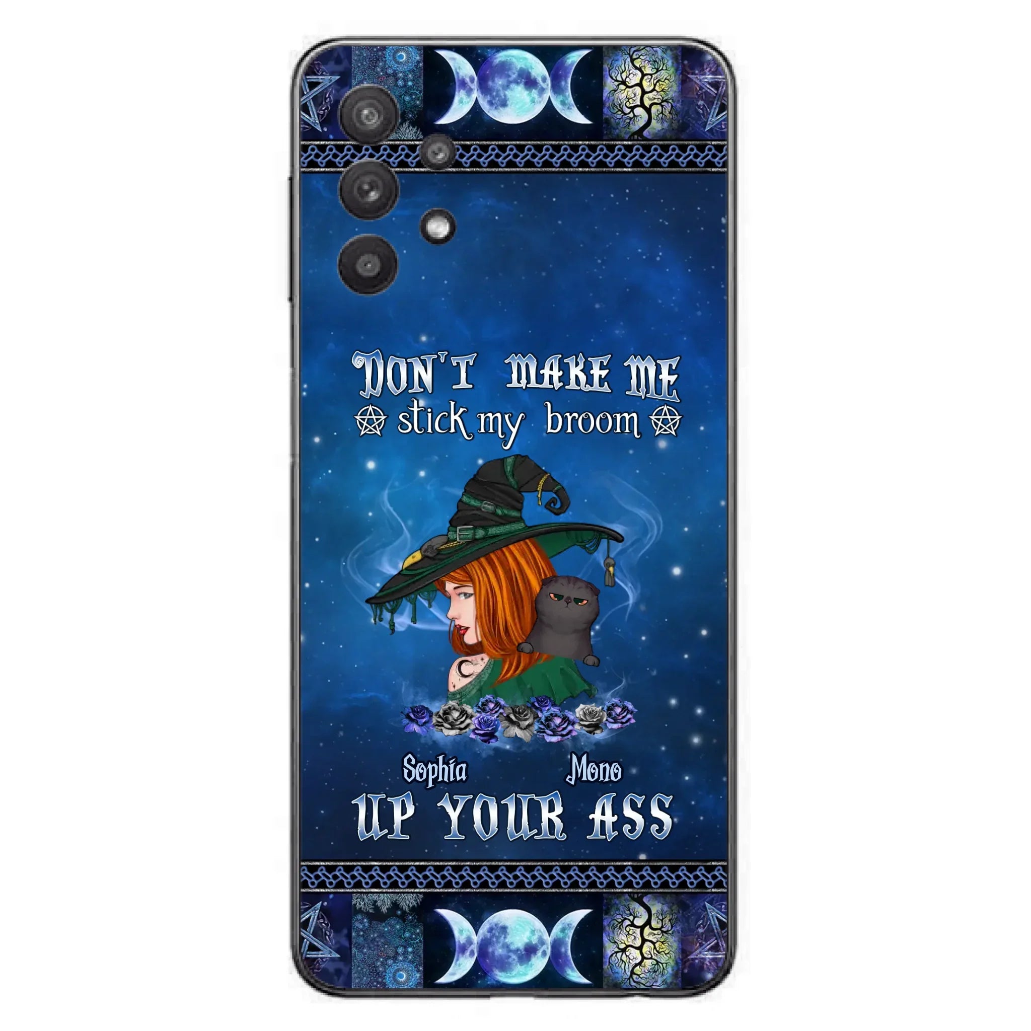 Personalized Witch Phone Case - Gift Idea For Witch Lover/ Halloween - Don't Make Me Stick My Broom Up Your Ass - Case For iPhone/Samsung