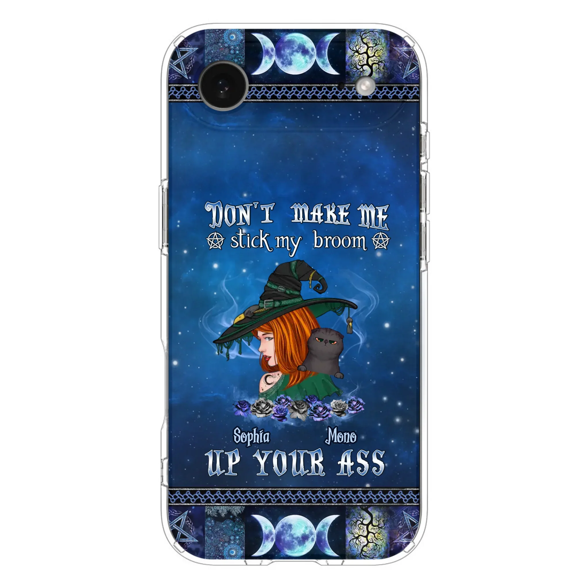 Personalized Witch Phone Case - Gift Idea For Witch Lover/ Halloween - Don't Make Me Stick My Broom Up Your Ass - Case For iPhone/Samsung