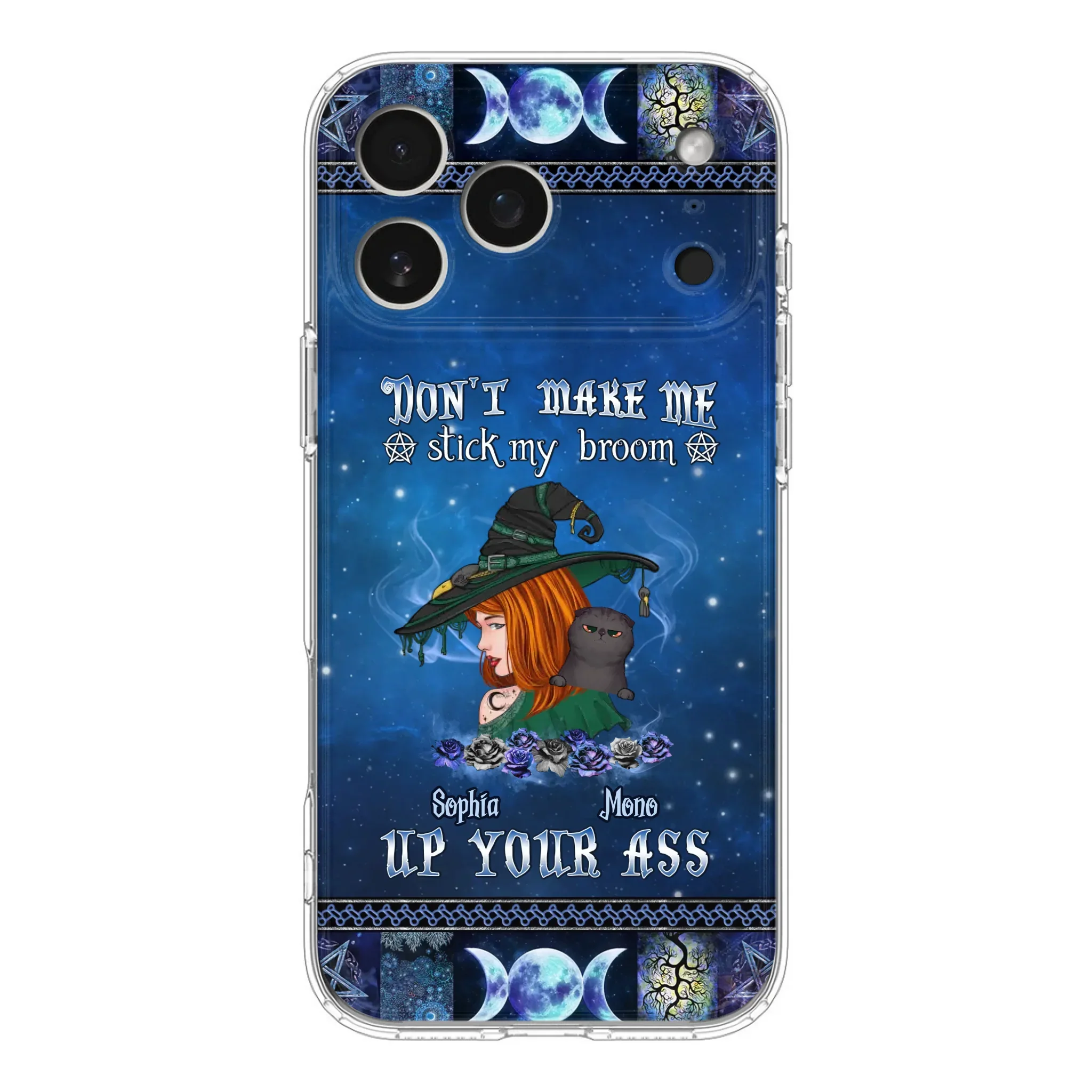 Personalized Witch Phone Case - Gift Idea For Witch Lover/ Halloween - Don't Make Me Stick My Broom Up Your Ass - Case For iPhone/Samsung