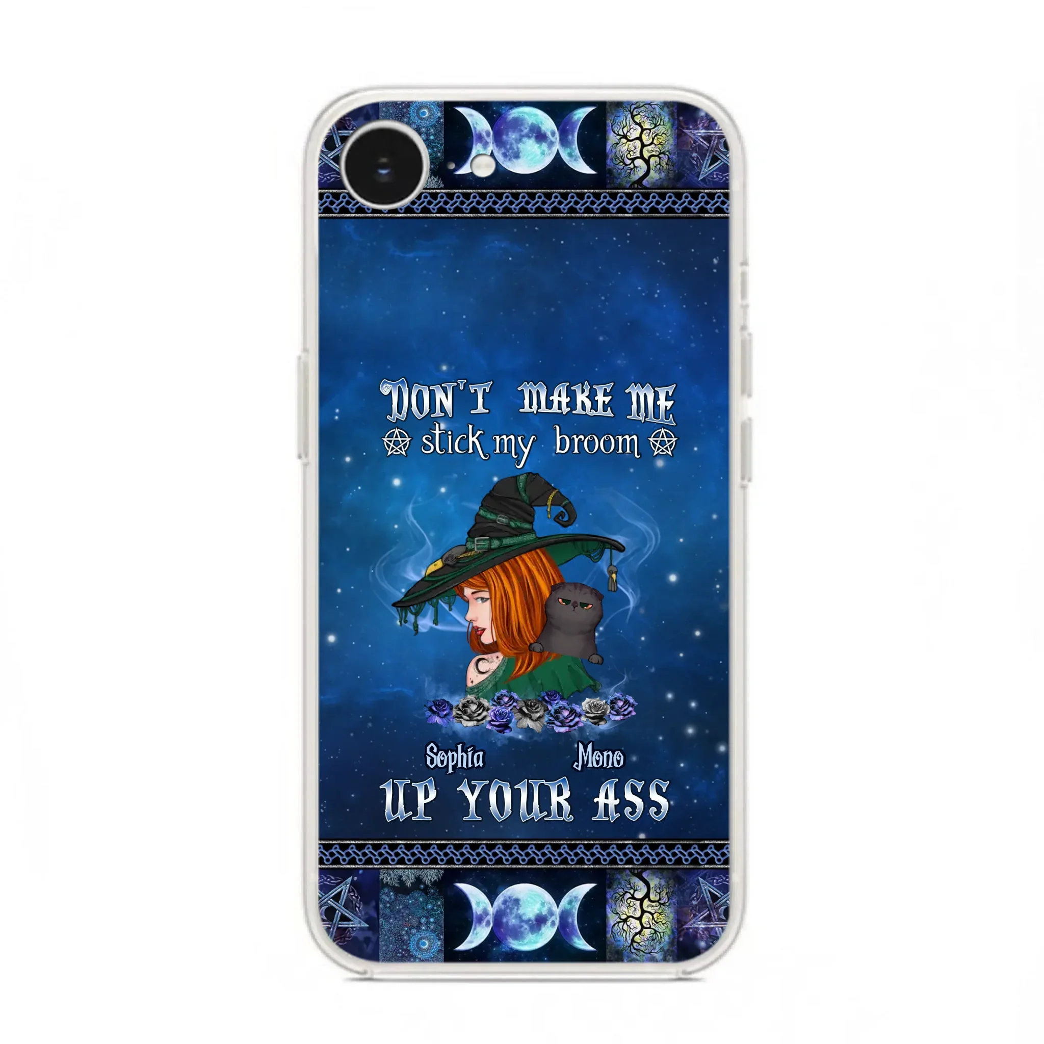 Personalized Witch Phone Case - Gift Idea For Witch Lover/ Halloween - Don't Make Me Stick My Broom Up Your Ass - Case For iPhone/Samsung