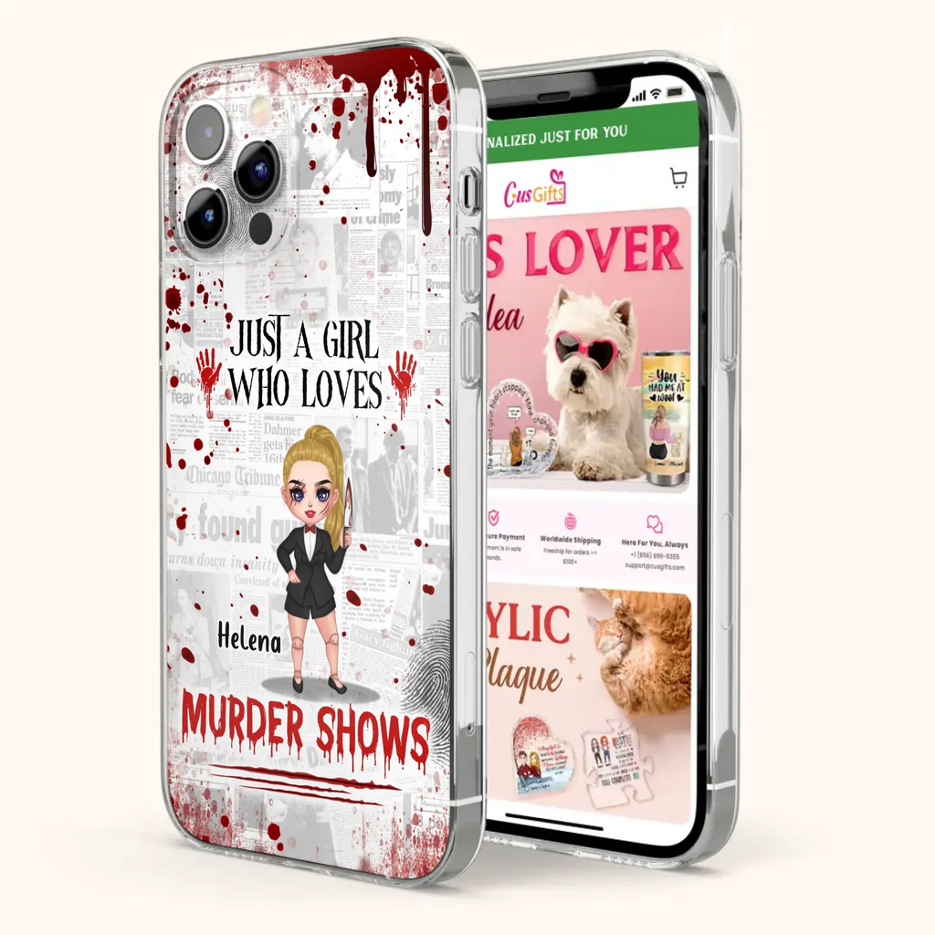 Personalized Witch Phone Case - Gift Idea For Witch Lover/ Halloween - Just A Girl Who Loves Murder Shows - Case For iPhone/Samsung