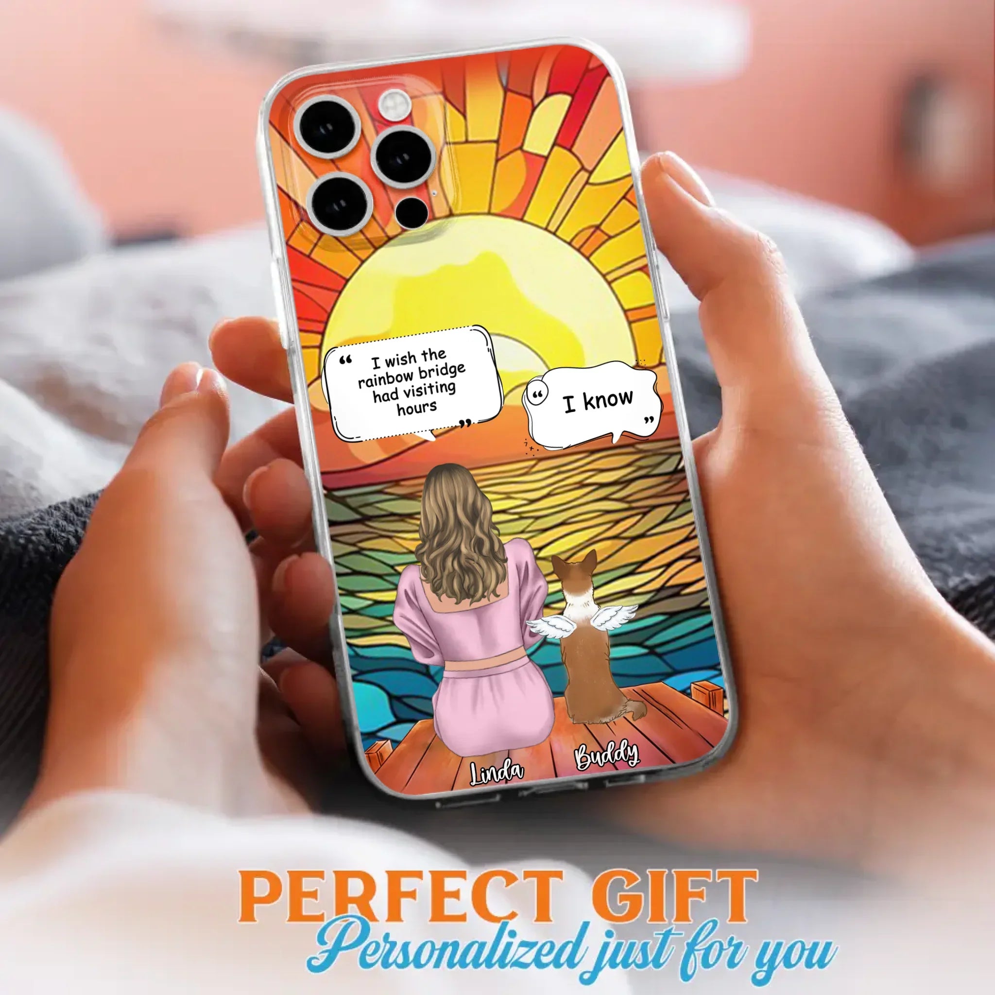 Custom Personalized Memorial Dog Phone Case - Upto 4 Dogs - Memorial Gift Idea For Dog Owners - Case for iPhone/Samsung