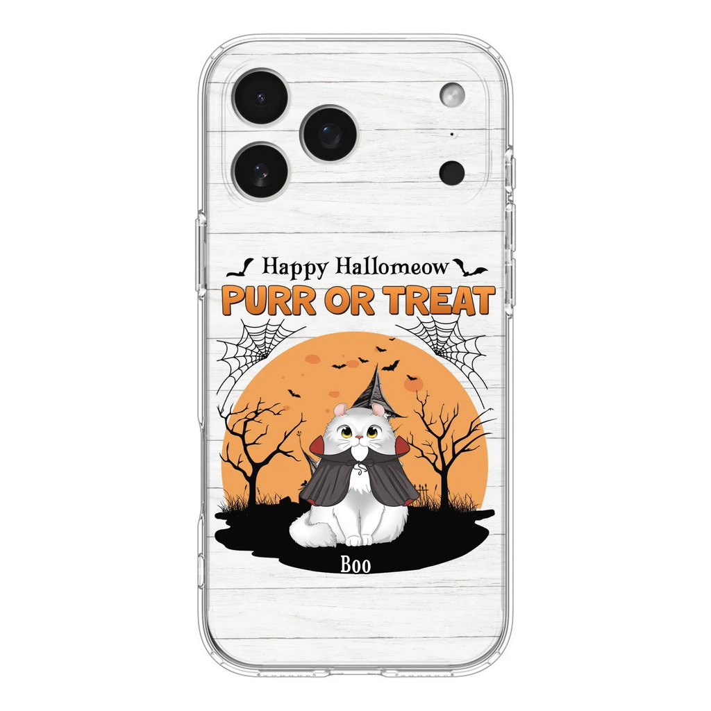 Custom Personalized Meowloween Phone Case - Up to 6 Cats - Halloween Gift Idea for Cat Lovers - Happy Hallomeow - Case for iPhone/Samsung