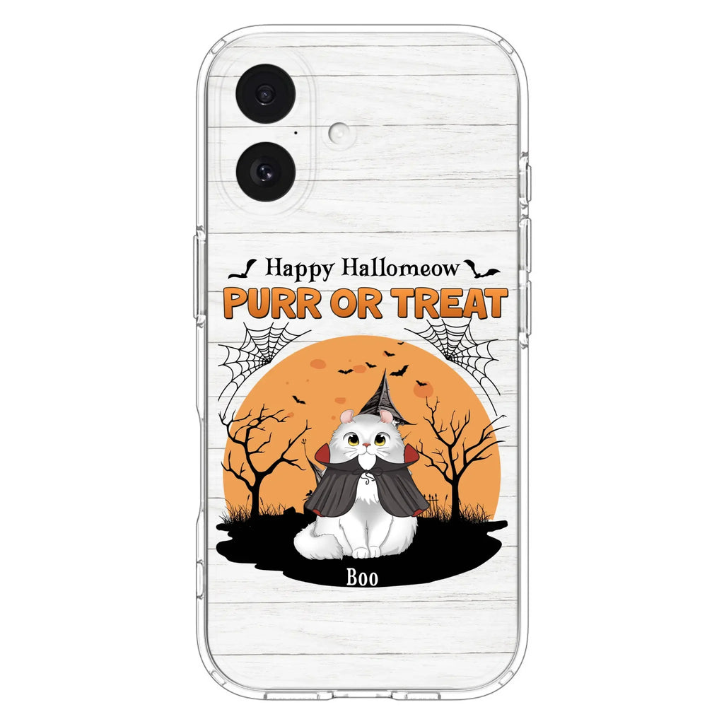 Custom Personalized Meowloween Phone Case - Up to 6 Cats - Halloween Gift Idea for Cat Lovers - Happy Hallomeow - Case for iPhone/Samsung