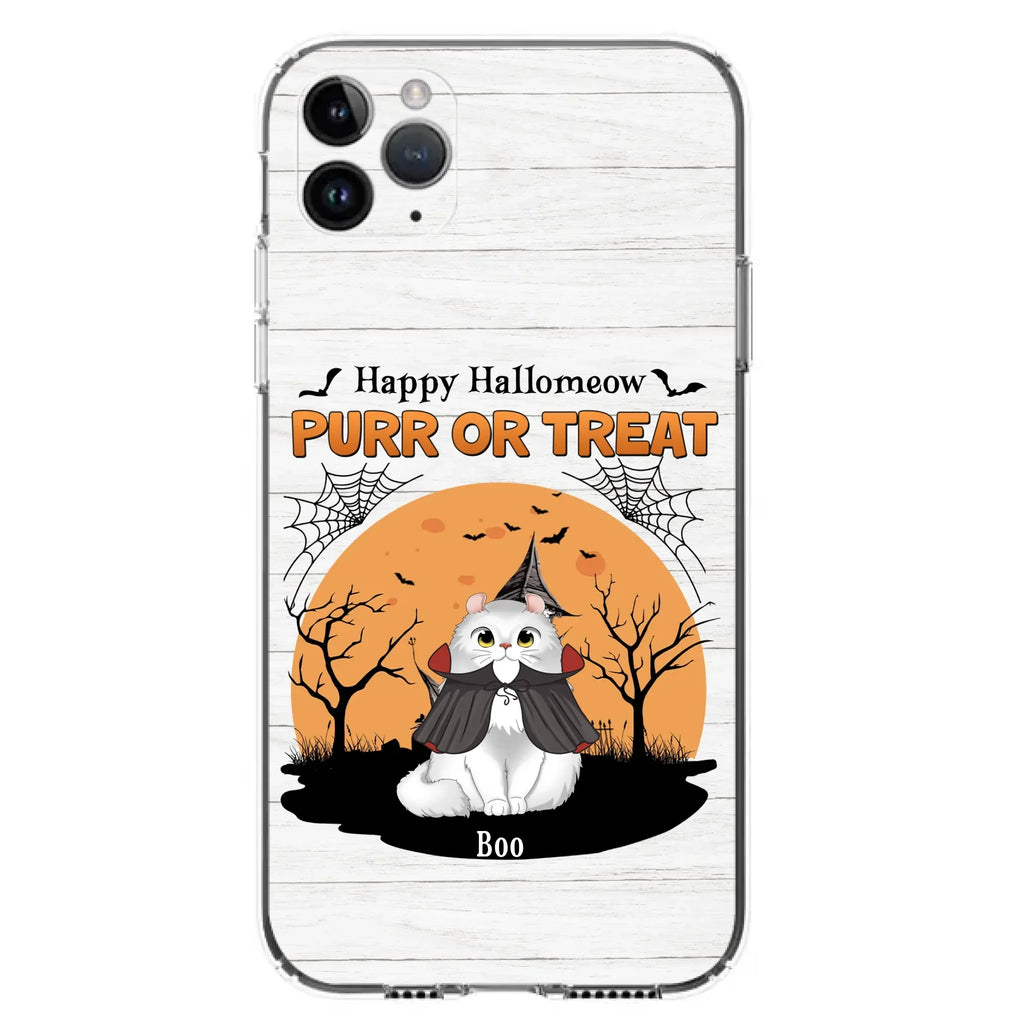 Custom Personalized Meowloween Phone Case - Up to 6 Cats - Halloween Gift Idea for Cat Lovers - Happy Hallomeow - Case for iPhone/Samsung
