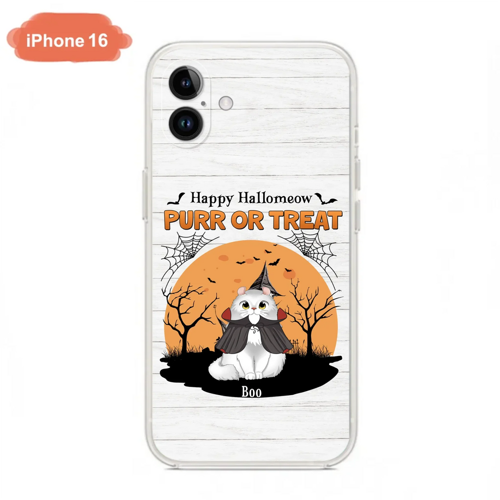Custom Personalized Meowloween Phone Case - Up to 6 Cats - Halloween Gift Idea for Cat Lovers - Happy Hallomeow - Case for iPhone/Samsung